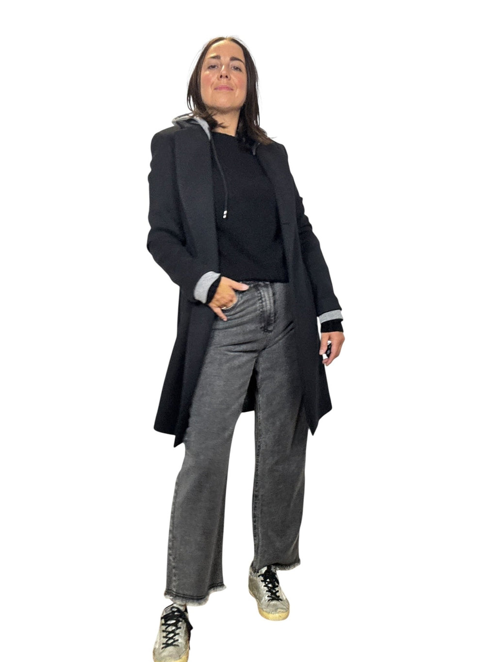 CAPPOTTINO CON CAPPUCCIO STACCABILE SUSY MIX - XE BLU ABBIGLIAMENTO