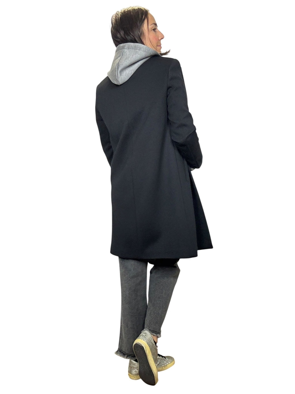 CAPPOTTINO CON CAPPUCCIO STACCABILE SUSY MIX - XE BLU ABBIGLIAMENTO