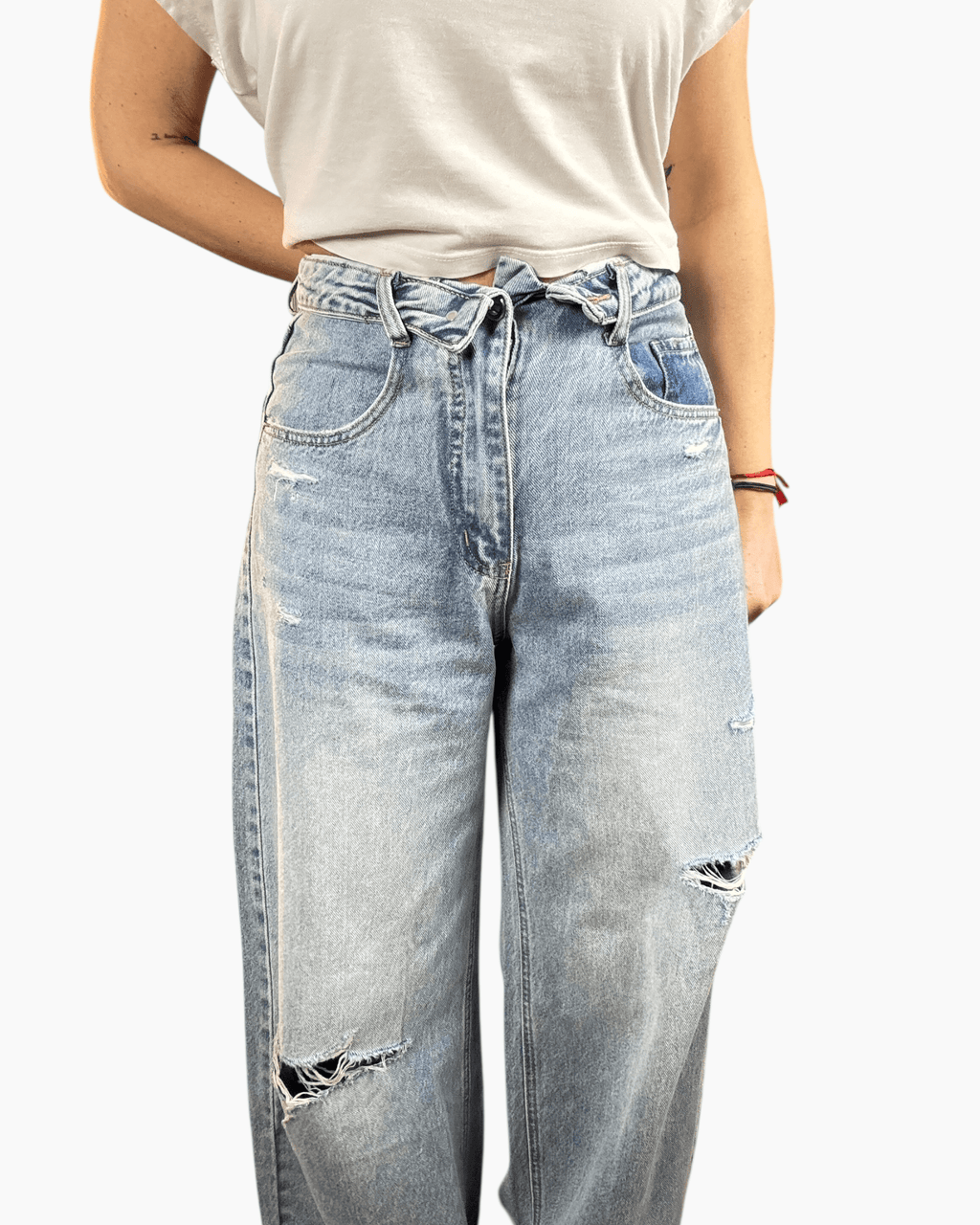 JEANS CINTURONE RISVOLTATO SUSY MIX - XE BLU ABBIGLIAMENTO