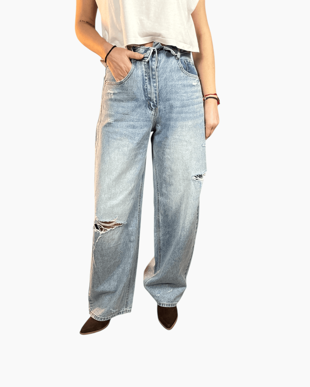 JEANS CINTURONE RISVOLTATO SUSY MIX - XE BLU ABBIGLIAMENTO