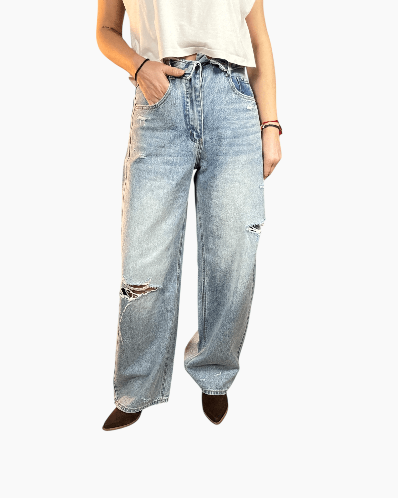 JEANS CINTURONE RISVOLTATO SUSY MIX - XE BLU ABBIGLIAMENTO