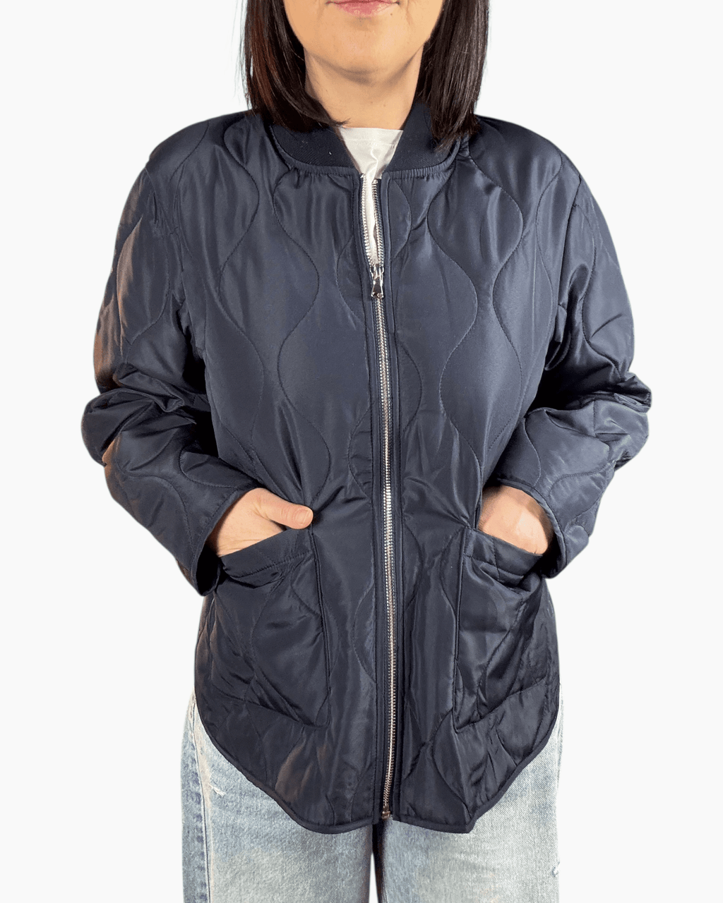 GIUBBINO TRAPUNTATO LUNGO SUSY MIX - XE BLU ABBIGLIAMENTO