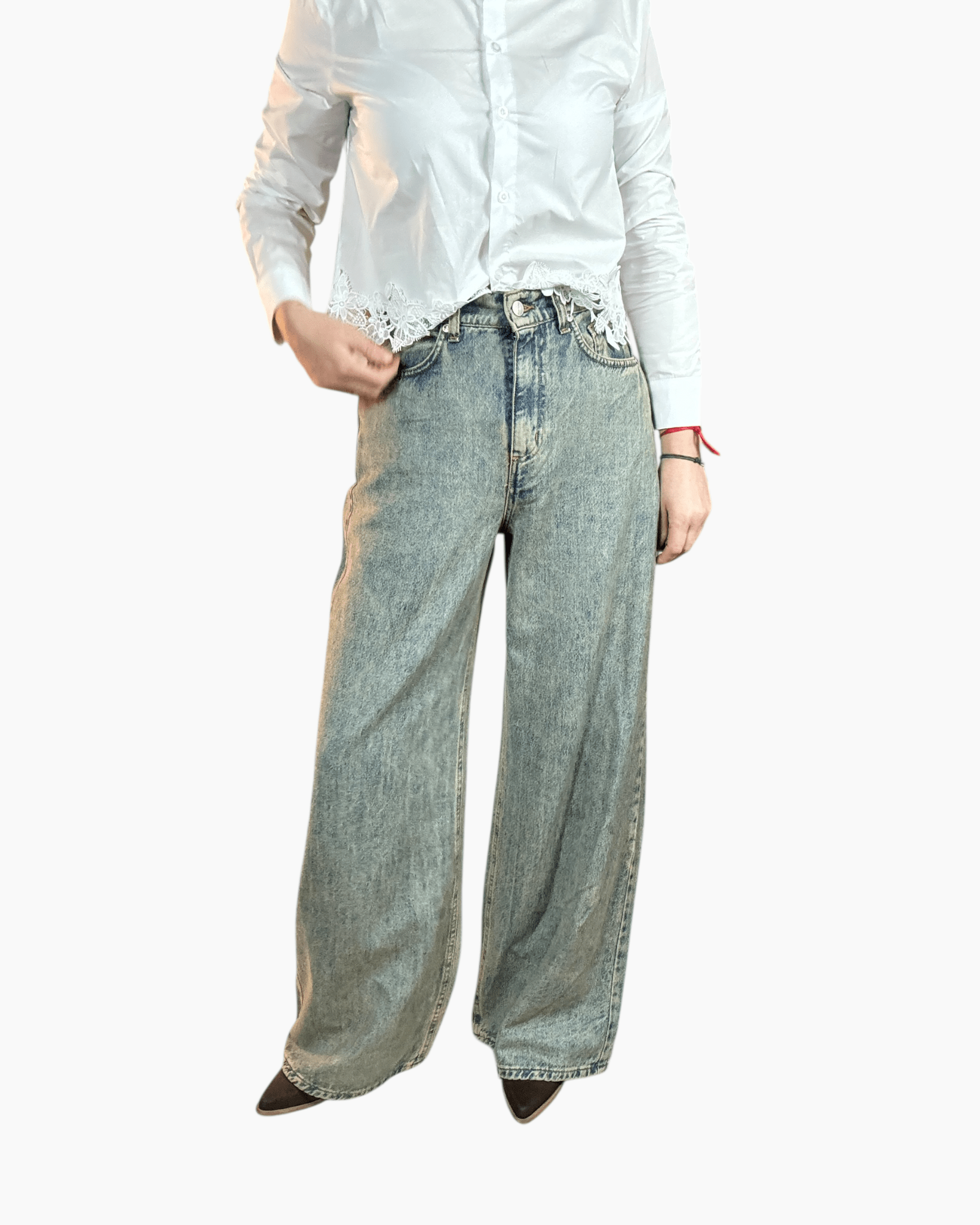 JEANS A PALAZZO SABBIATO SUSY MIX - XE BLU ABBIGLIAMENTO