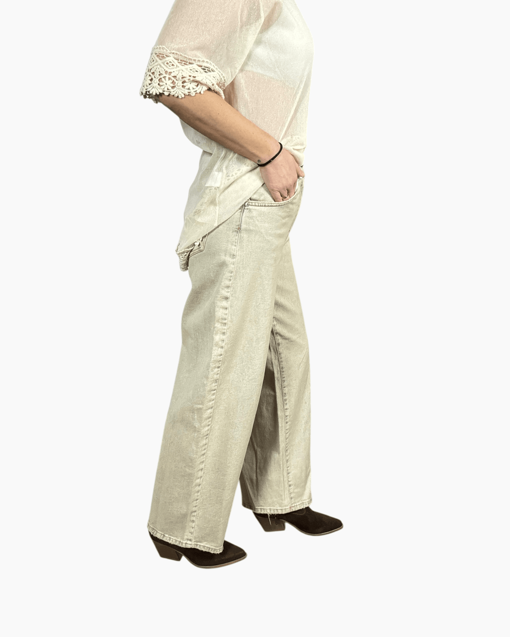 JEANS WIDE LEG SABBIATO SUSY MIX - XE BLU ABBIGLIAMENTO