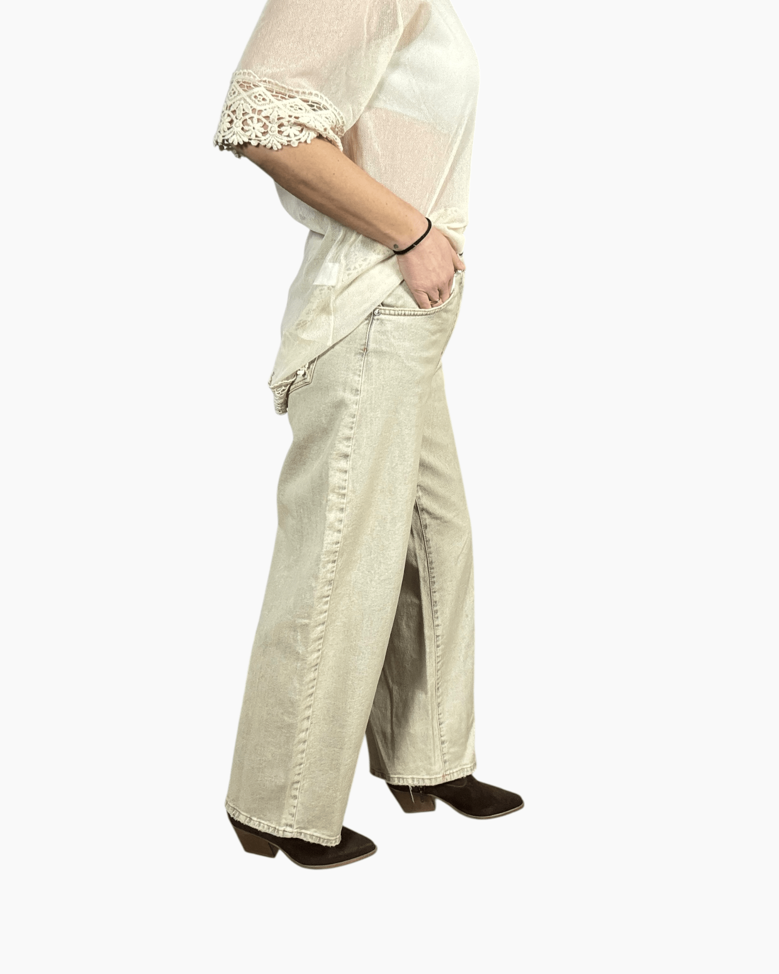 JEANS WIDE LEG SABBIATO SUSY MIX - XE BLU ABBIGLIAMENTO