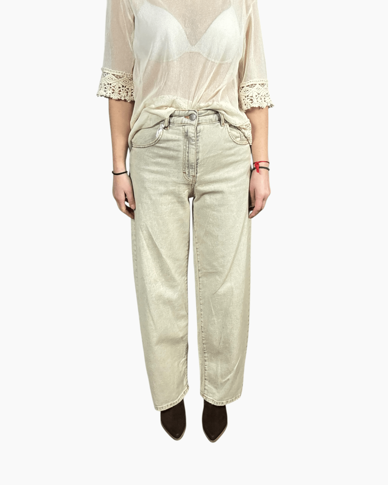 JEANS WIDE LEG SABBIATO SUSY MIX - XE BLU ABBIGLIAMENTO