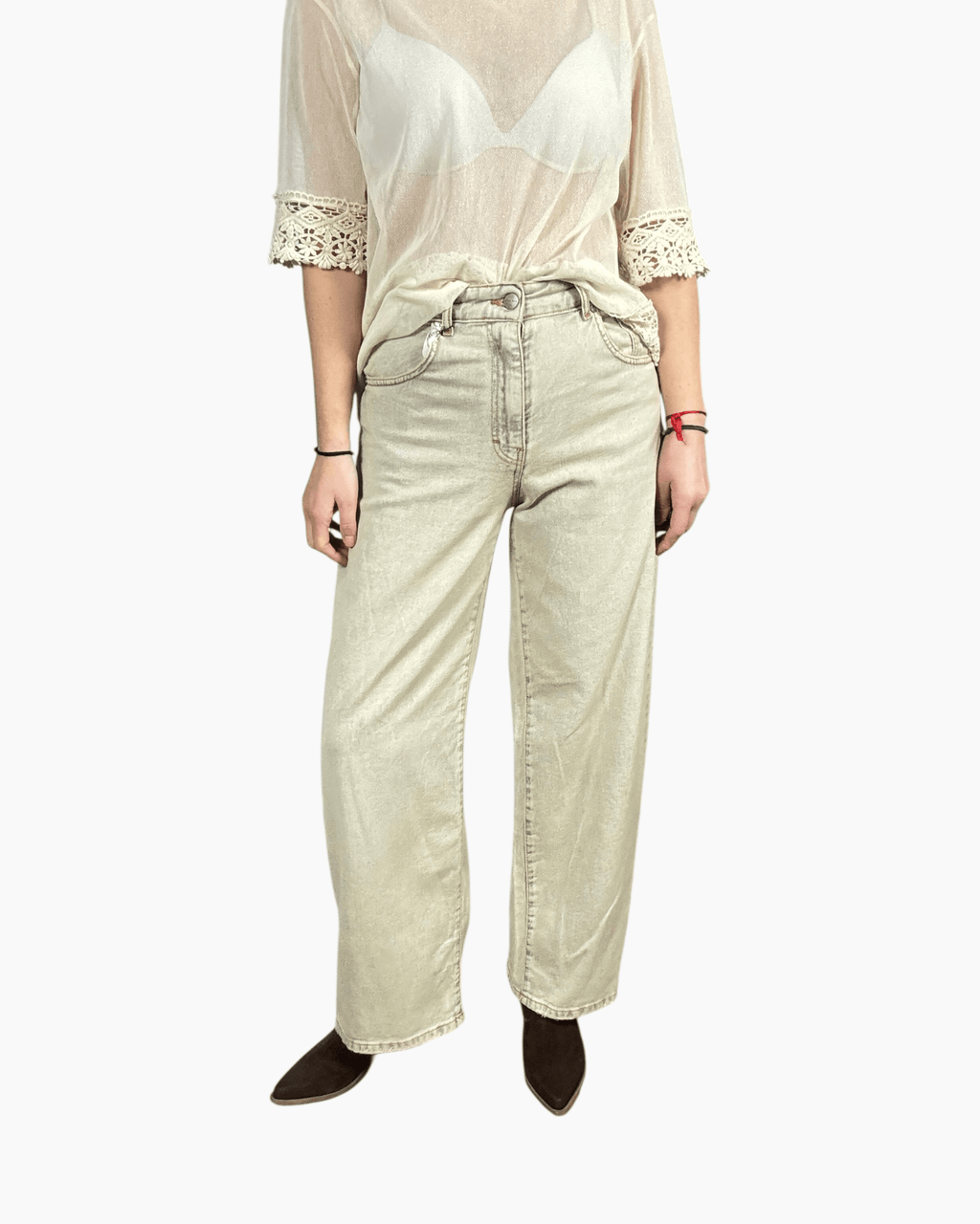 JEANS WIDE LEG SABBIATO SUSY MIX - XE BLU ABBIGLIAMENTO