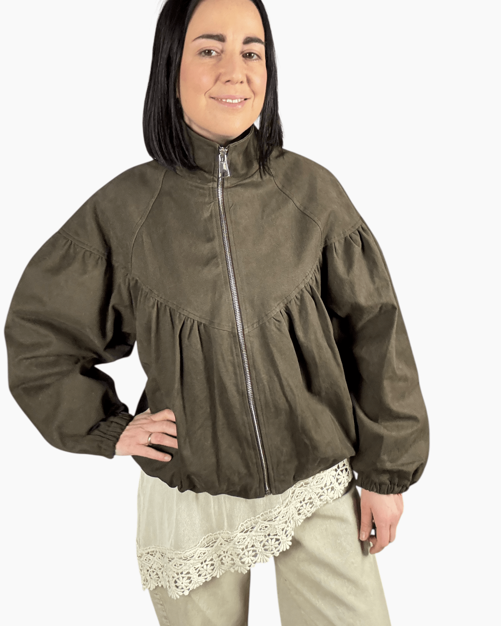 BOMBER AMPIO IN CANVAS SUSY MIX - XE BLU ABBIGLIAMENTO