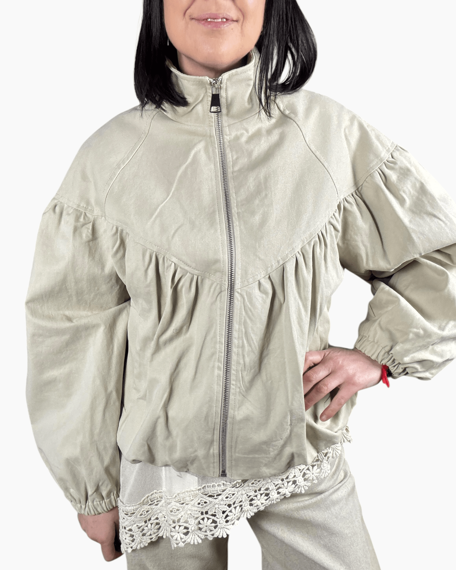 BOMBER AMPIO IN CANVAS SUSY MIX - XE BLU ABBIGLIAMENTO