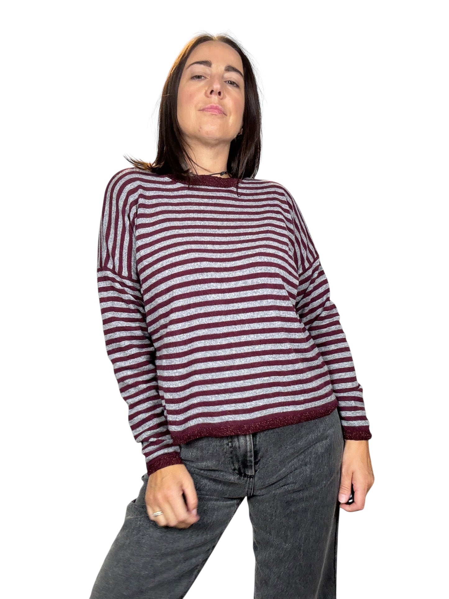 MAGLIA A RIGHE CON PROFILO IN LUREX
