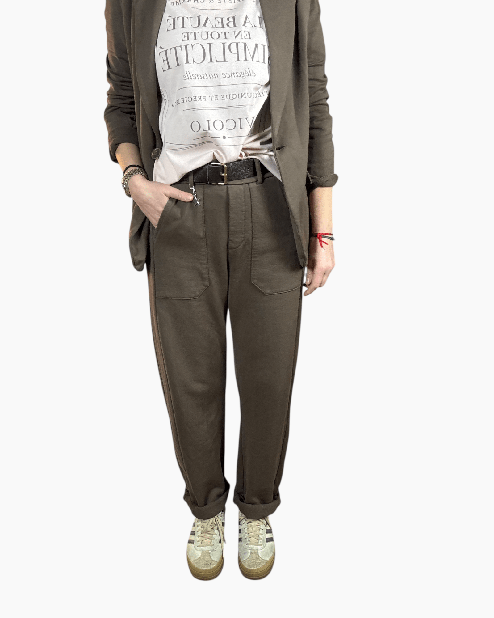 PANTALONE CARROT IN FELPA SUSY MIX - XE BLU ABBIGLIAMENTO