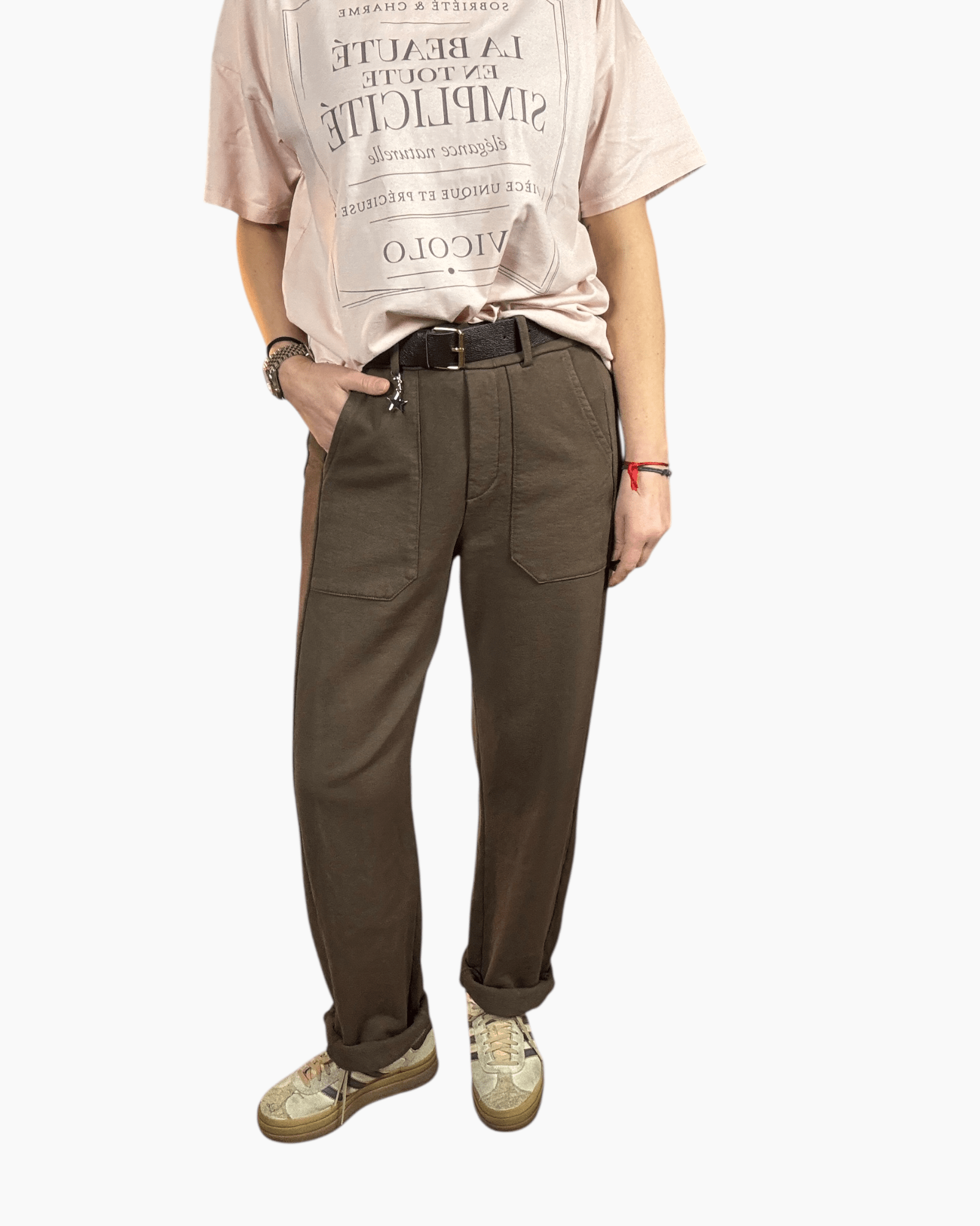 PANTALONE CARROT IN FELPA SUSY MIX - XE BLU ABBIGLIAMENTO