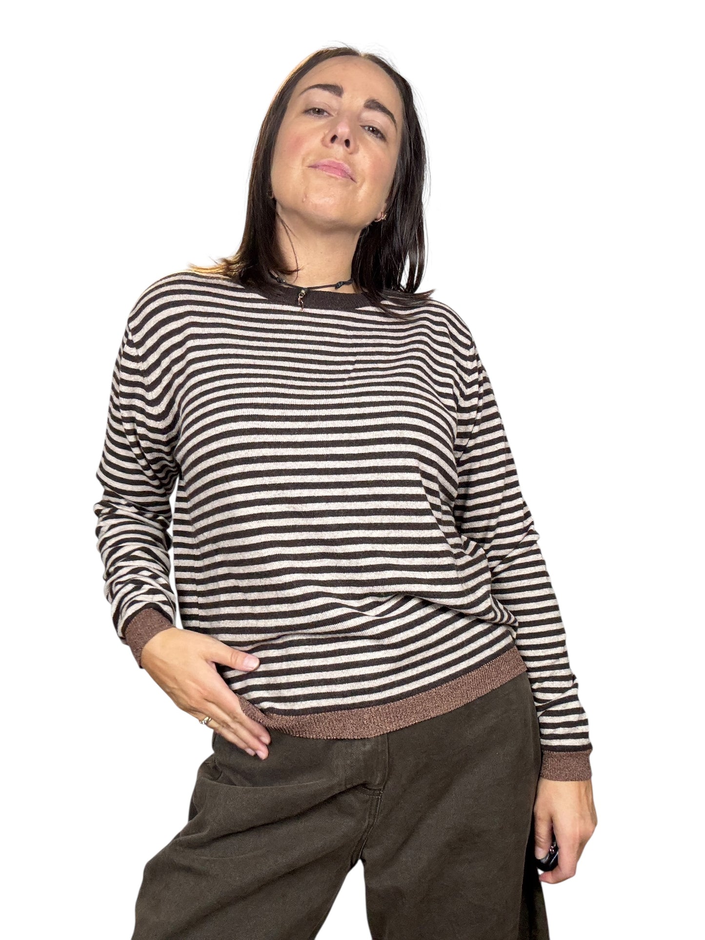 MAGLIA A RIGHE CON PROFILO IN LUREX