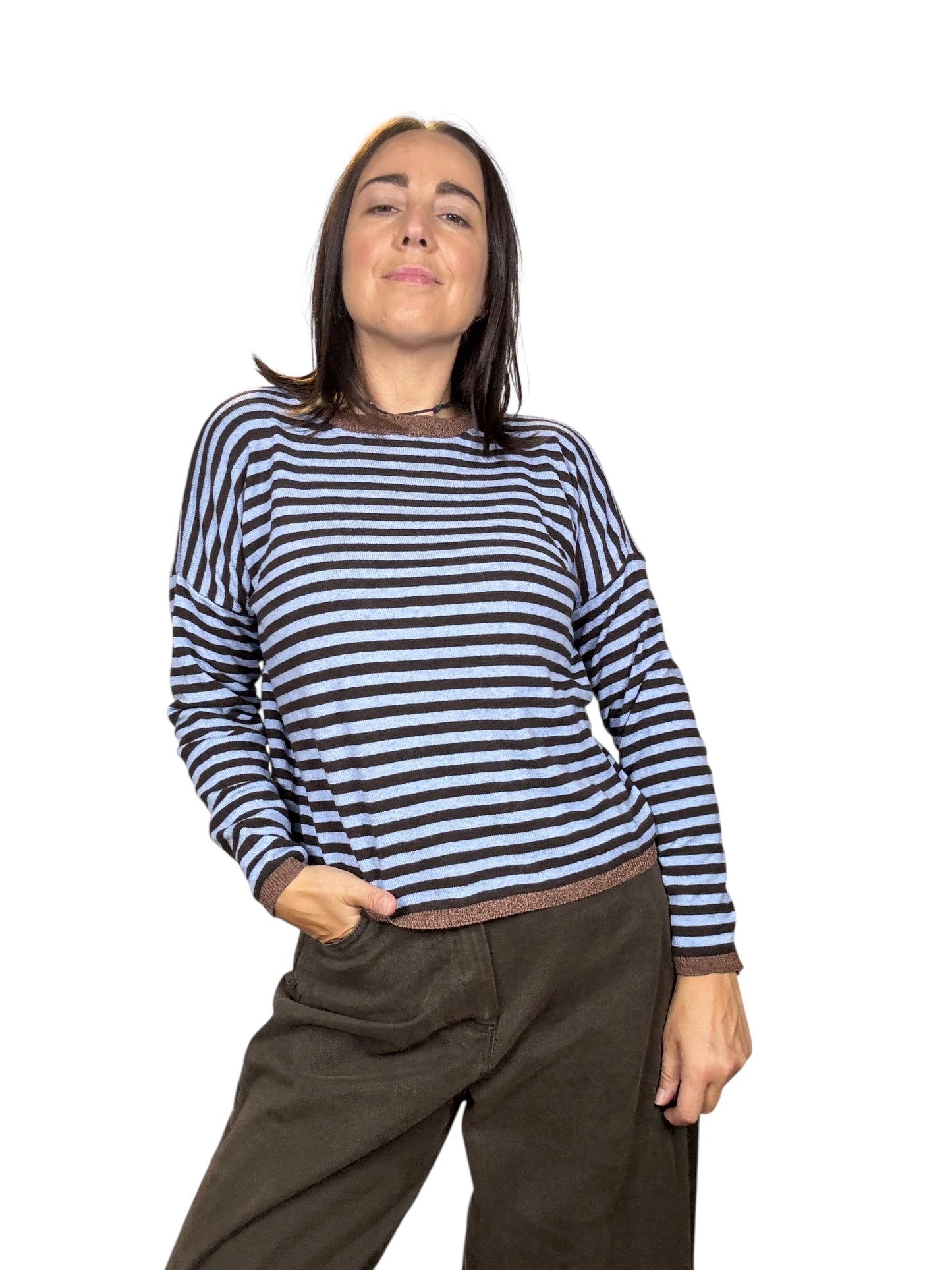 MAGLIA A RIGHE CON PROFILO IN LUREX
