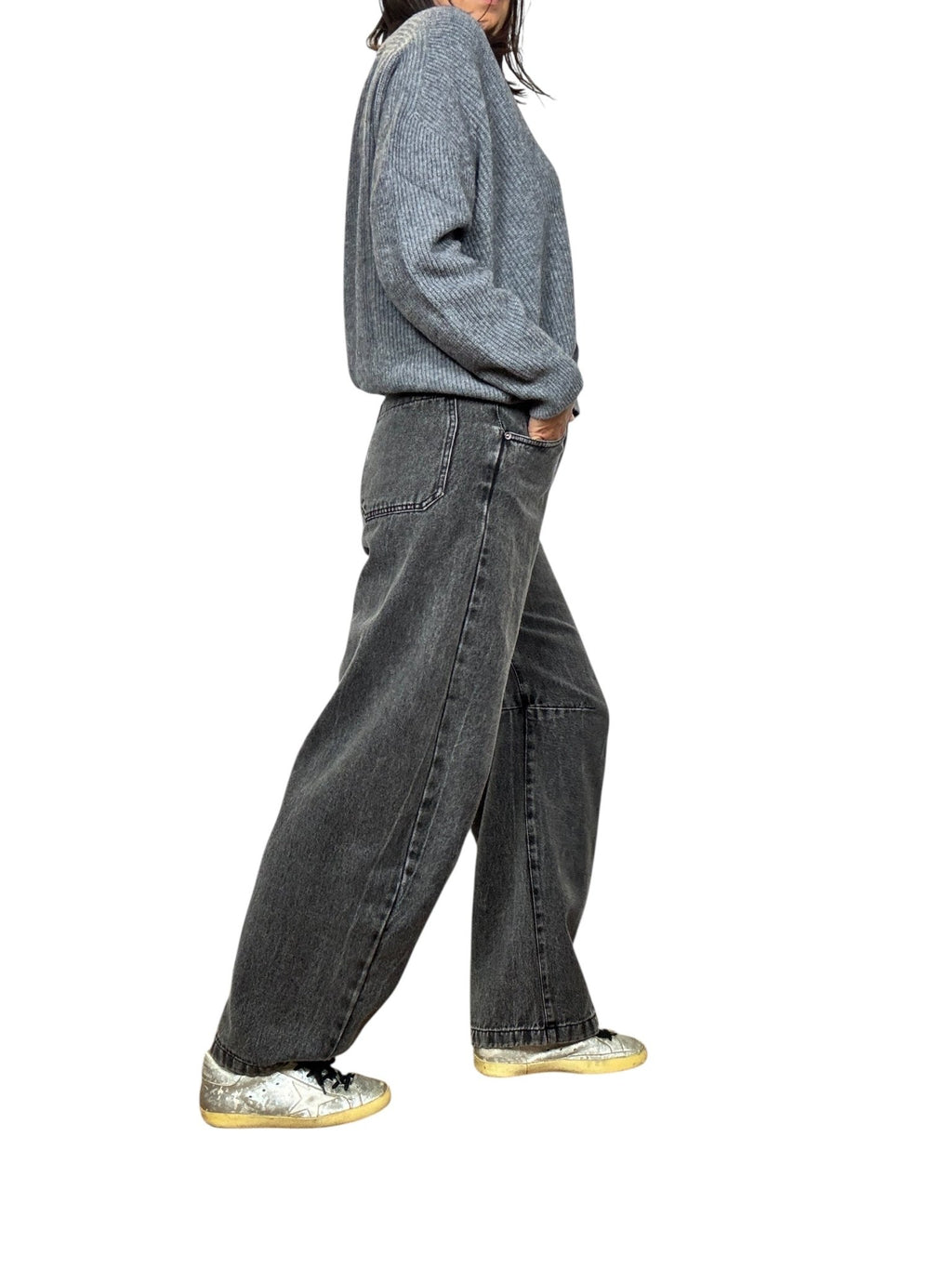 JEANS CARROT CON CUCITURE IN RILIEVO TENSIONE IN - XE BLU ABBIGLIAMENTO