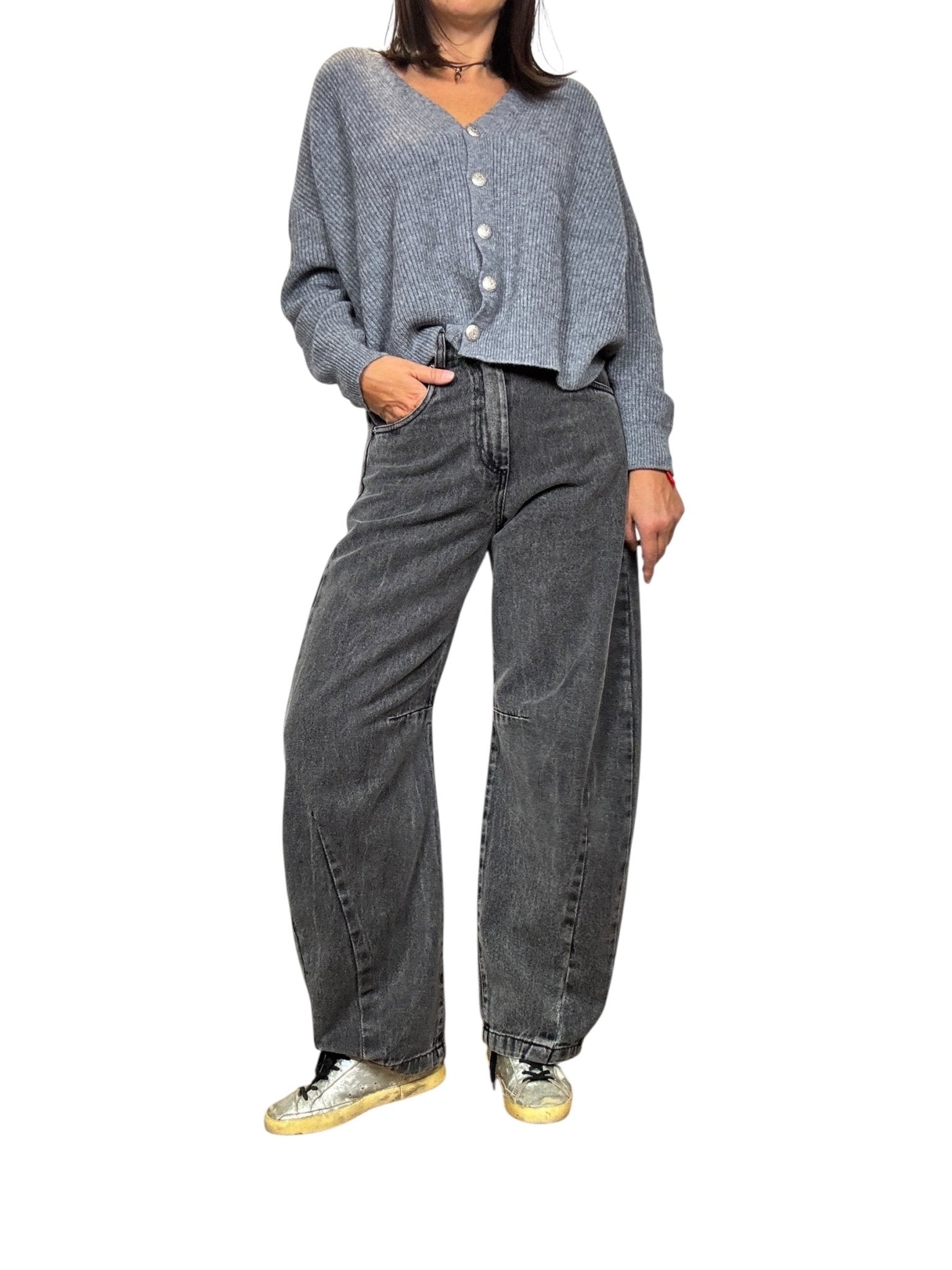 JEANS CARROT CON CUCITURE IN RILIEVO TENSIONE IN - XE BLU ABBIGLIAMENTO