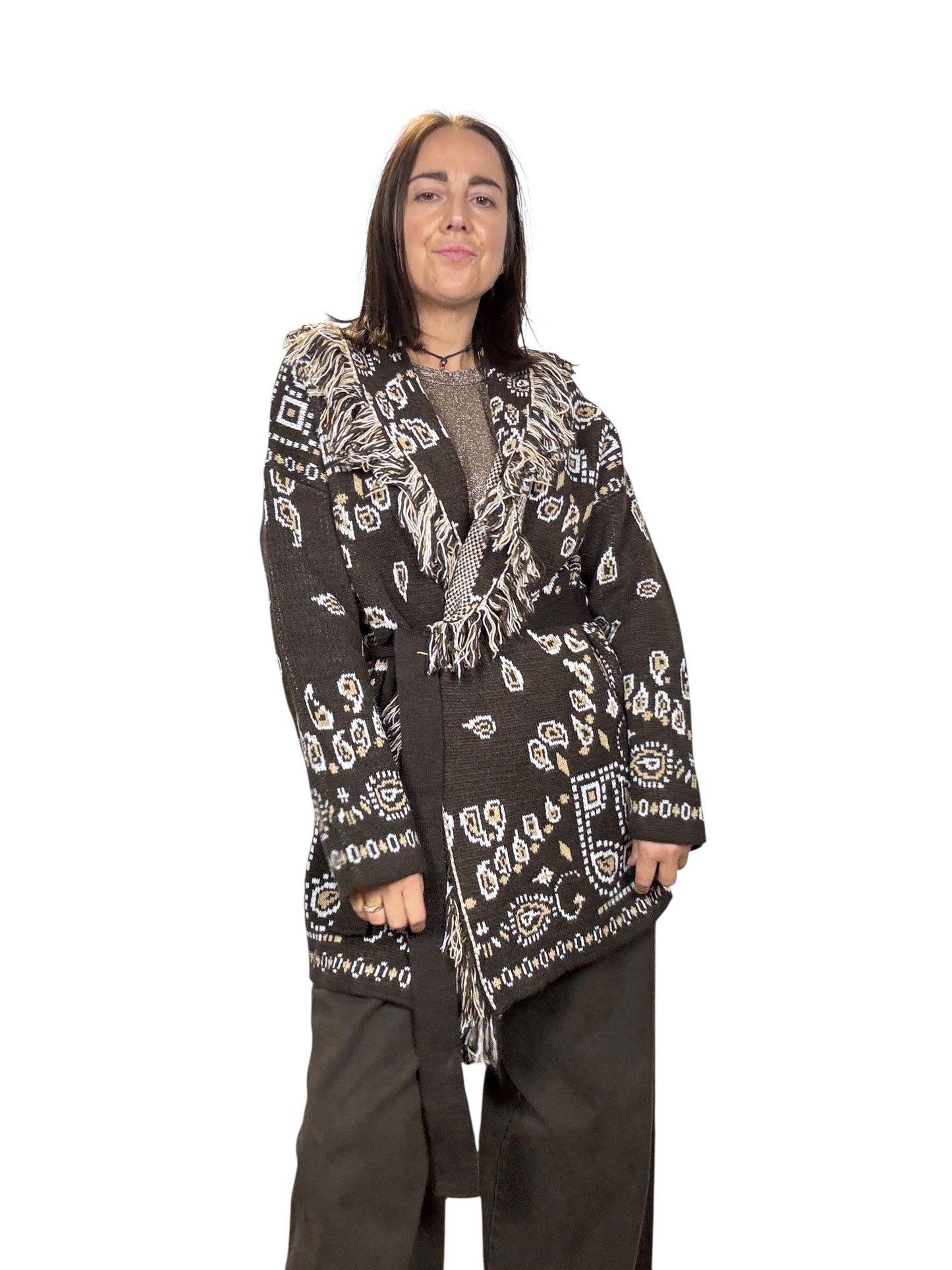 CARDIGAN ALANUI LUNGO CON CINTURA VICOLO
