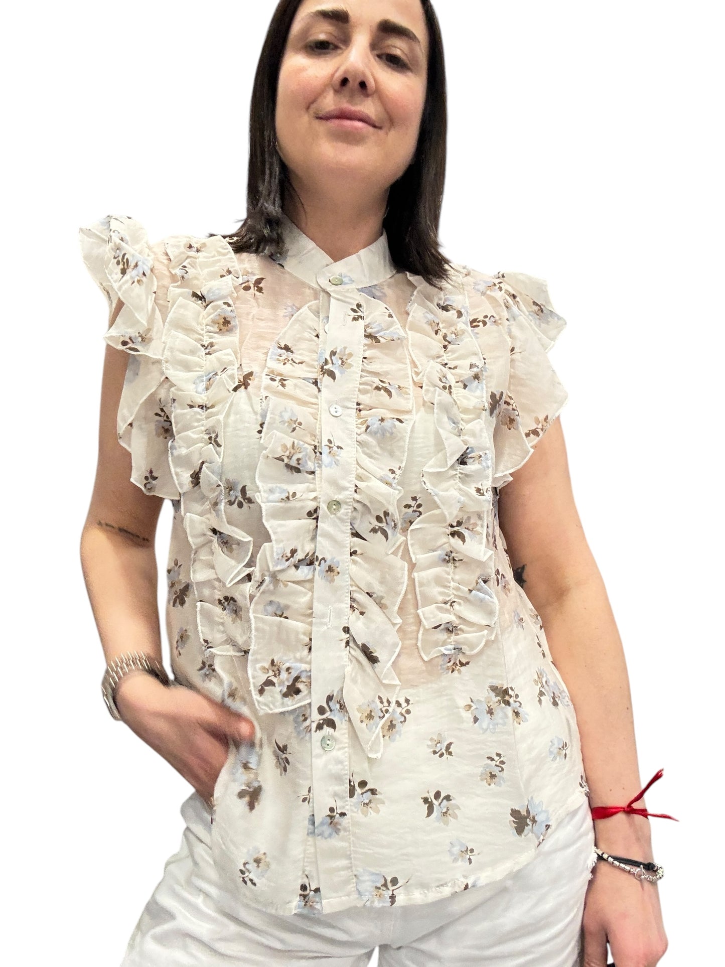 CAMICIA SMANICATA CON ROUGE A FIORI SUSY MIX