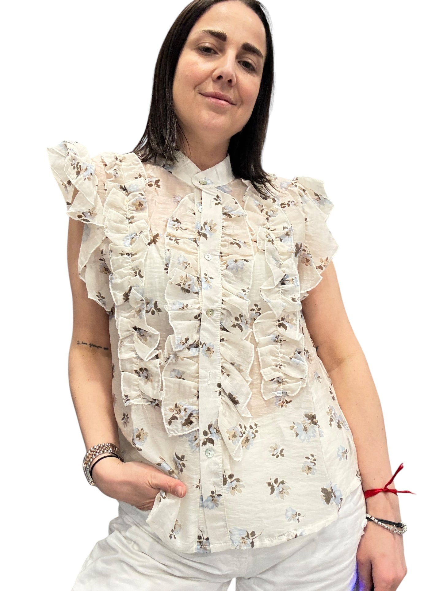 CAMICIA SMANICATA CON ROUGE A FIORI SUSY MIX