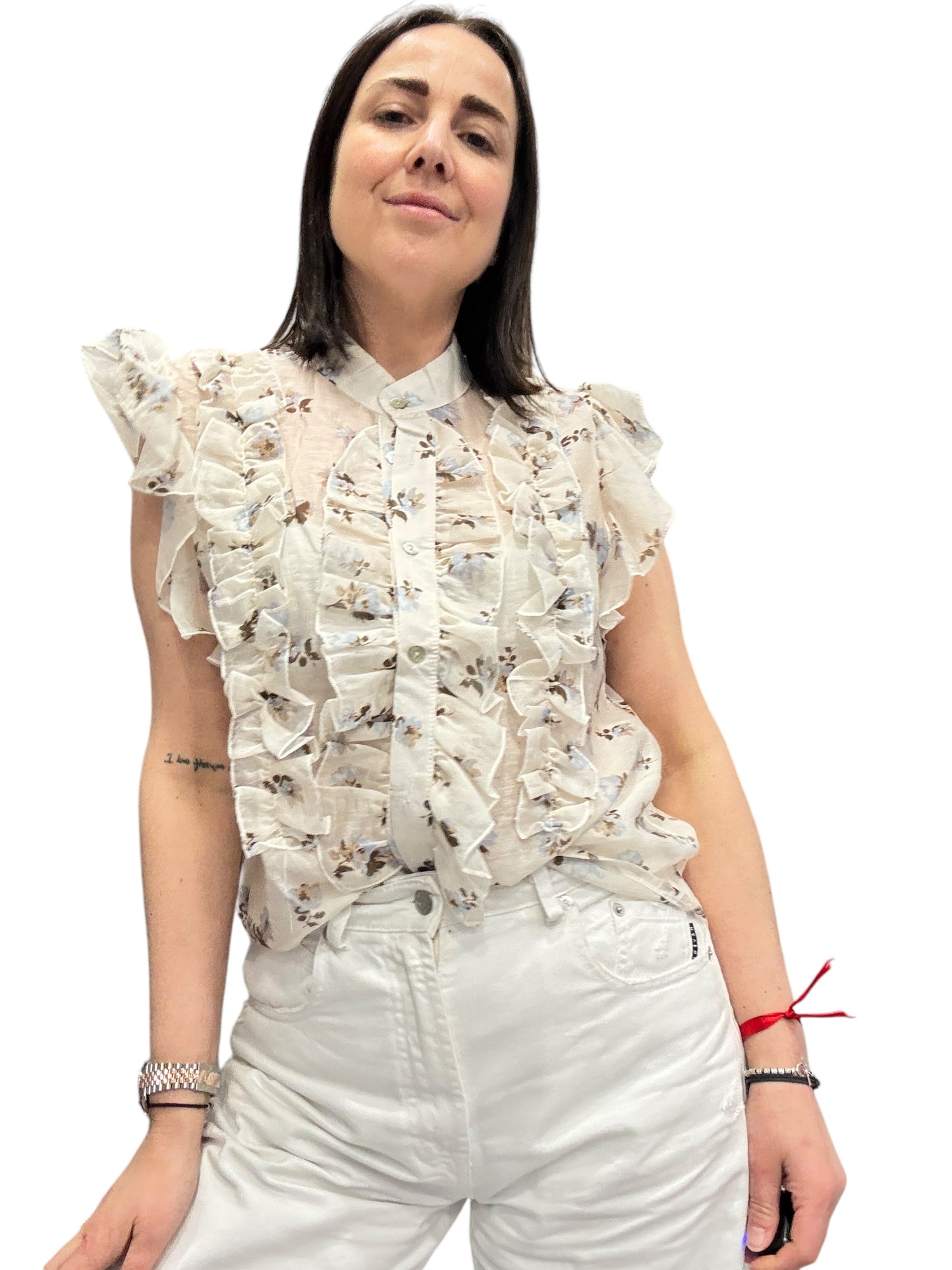 CAMICIA SMANICATA CON ROUGE A FIORI SUSY MIX