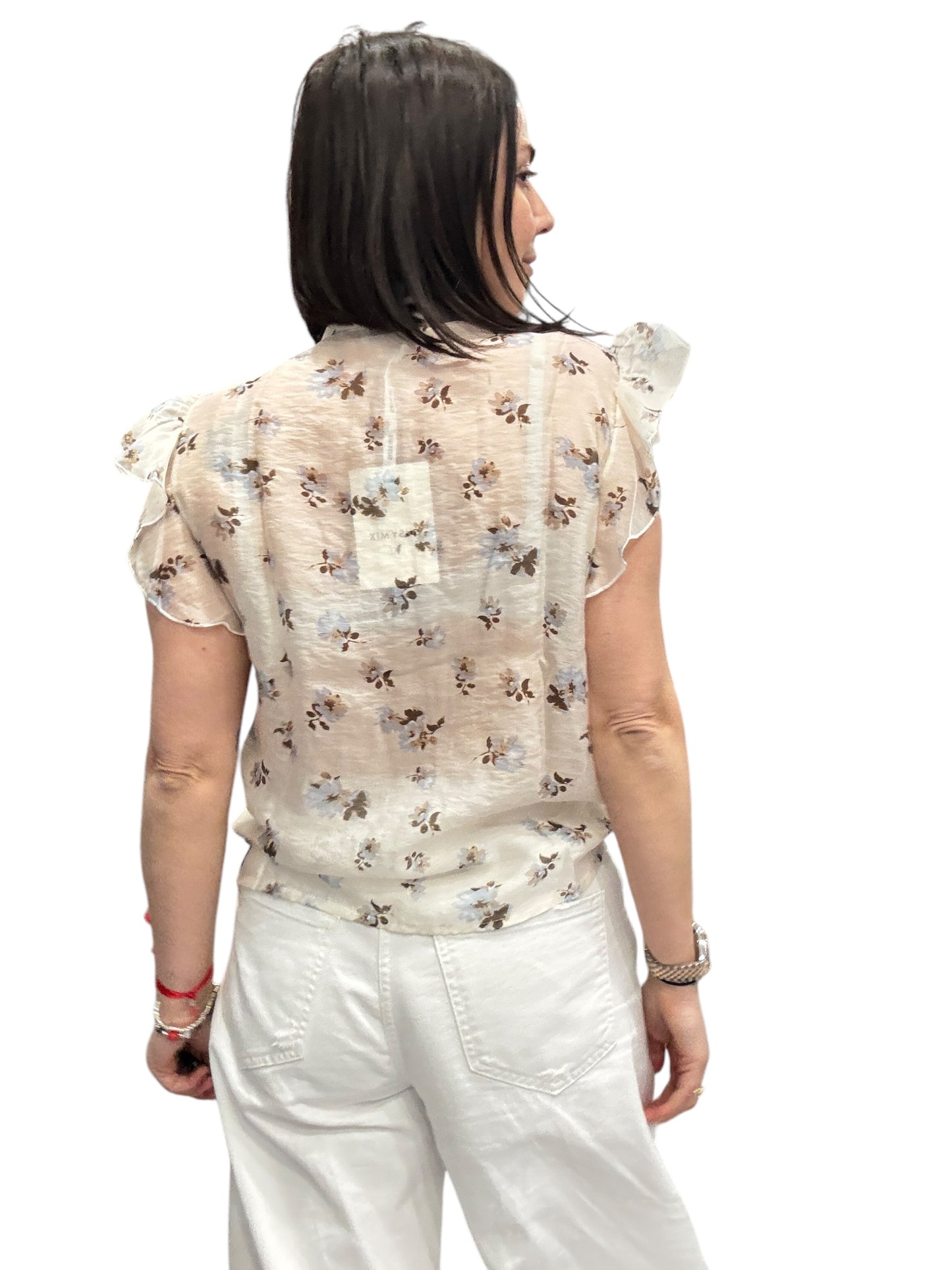 CAMICIA SMANICATA CON ROUGE A FIORI SUSY MIX