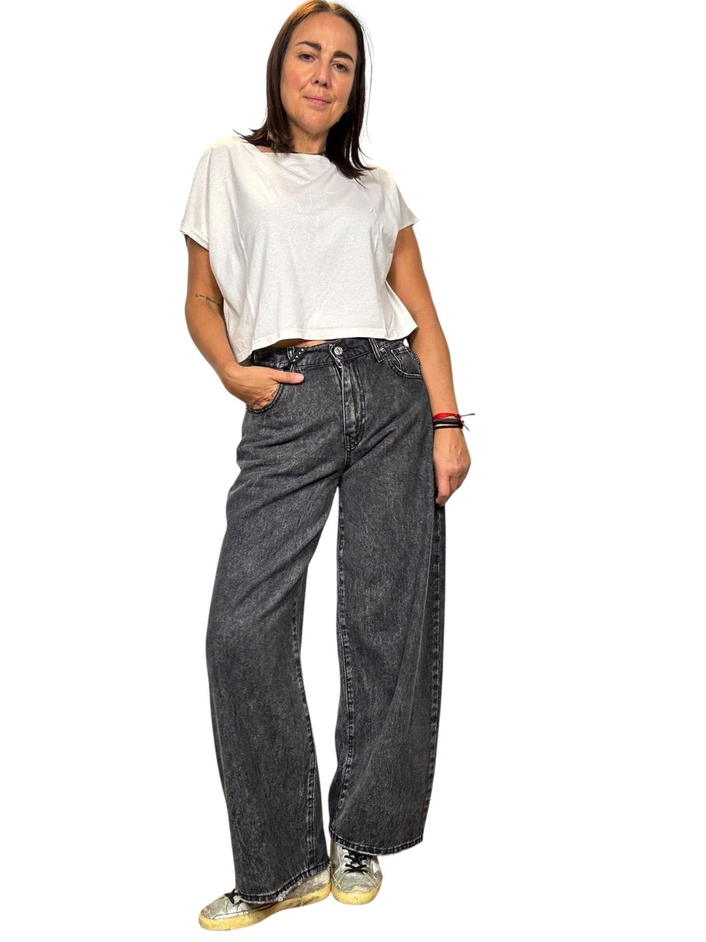 JEANS A PALAZZO GRIGIO HAVEONE - XE BLU ABBIGLIAMENTO