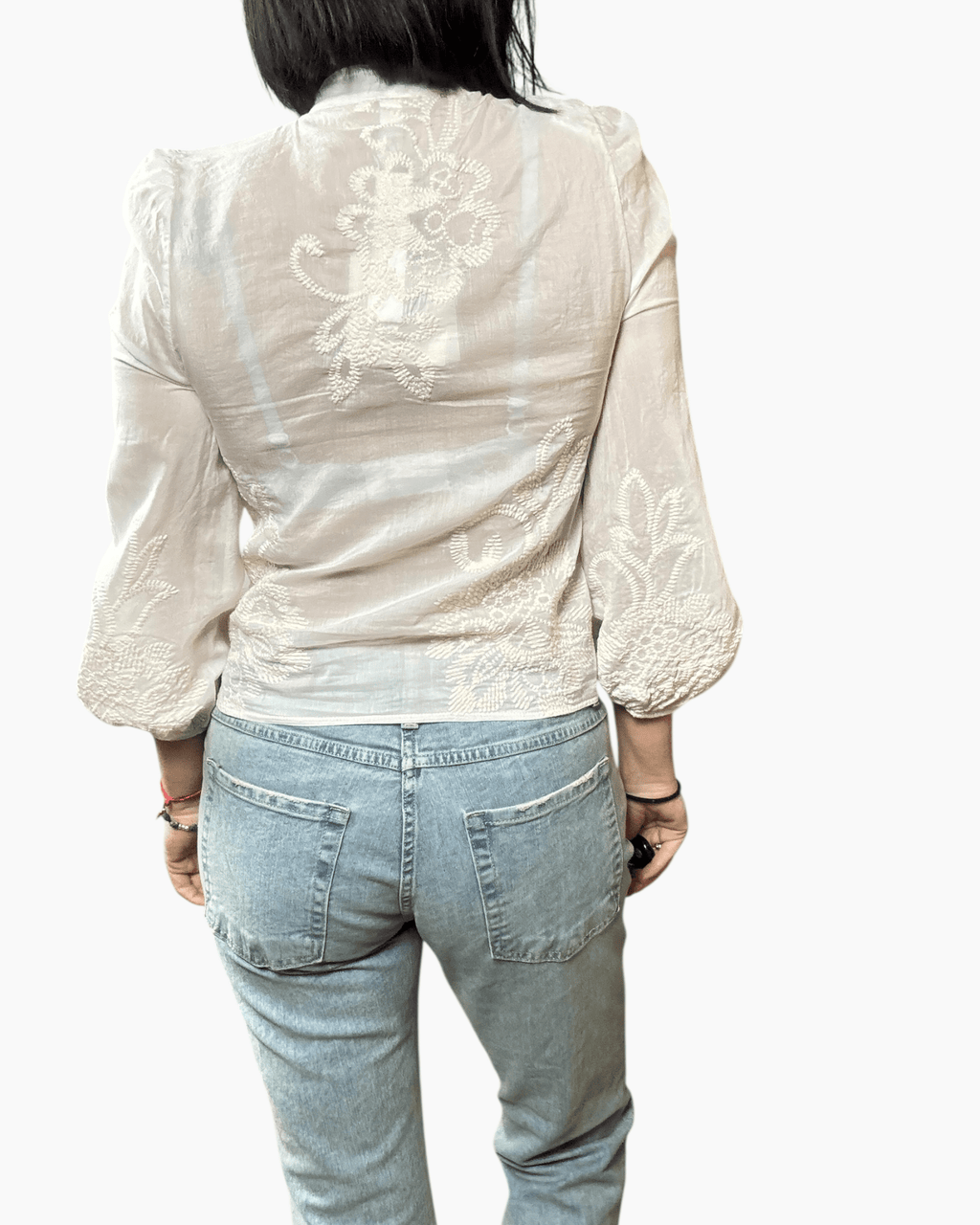 CAMICIA MISTO SETA CON RICAMI TENSIONE IN - XE BLU ABBIGLIAMENTO