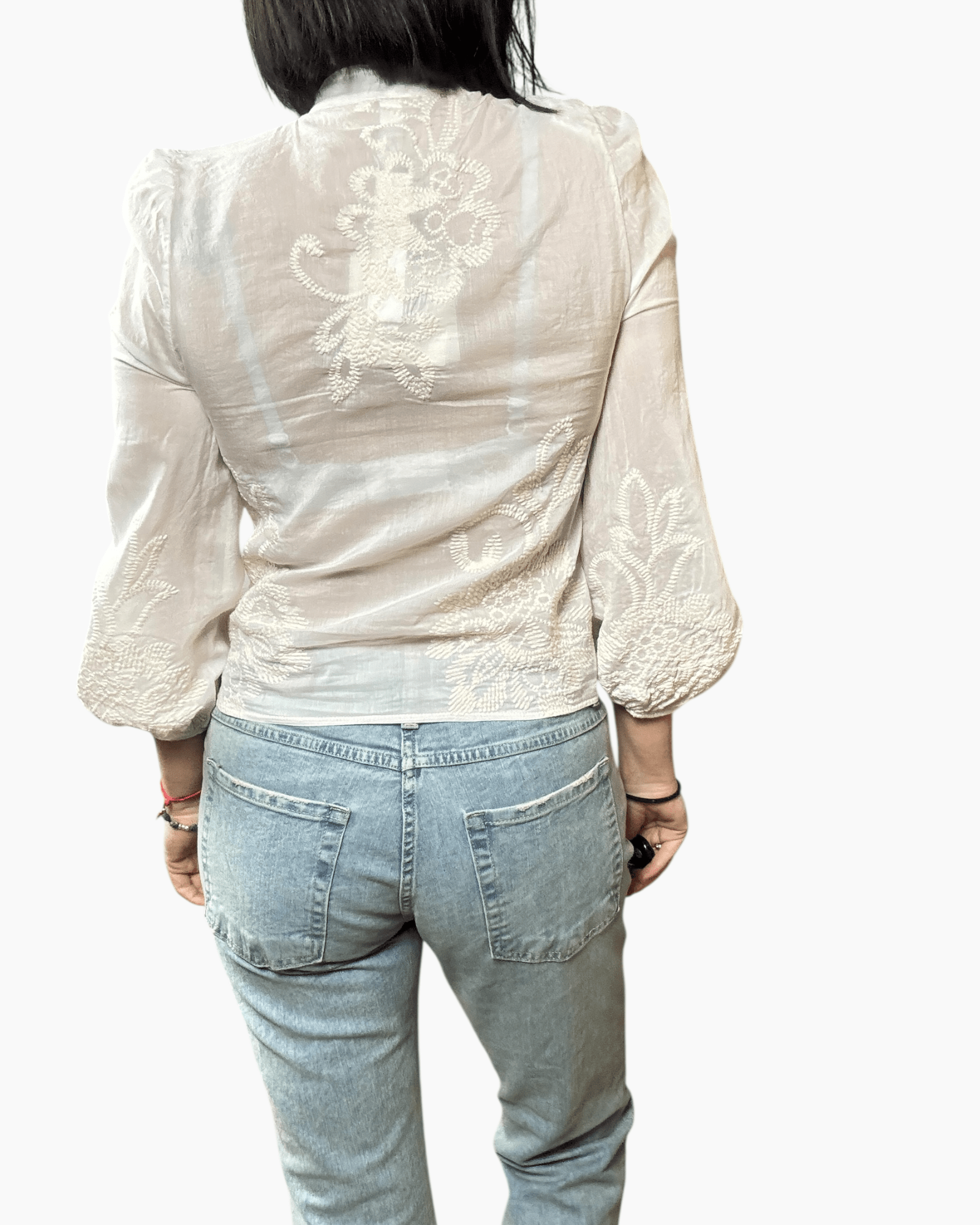 CAMICIA MISTO SETA CON RICAMI TENSIONE IN - XE BLU ABBIGLIAMENTO