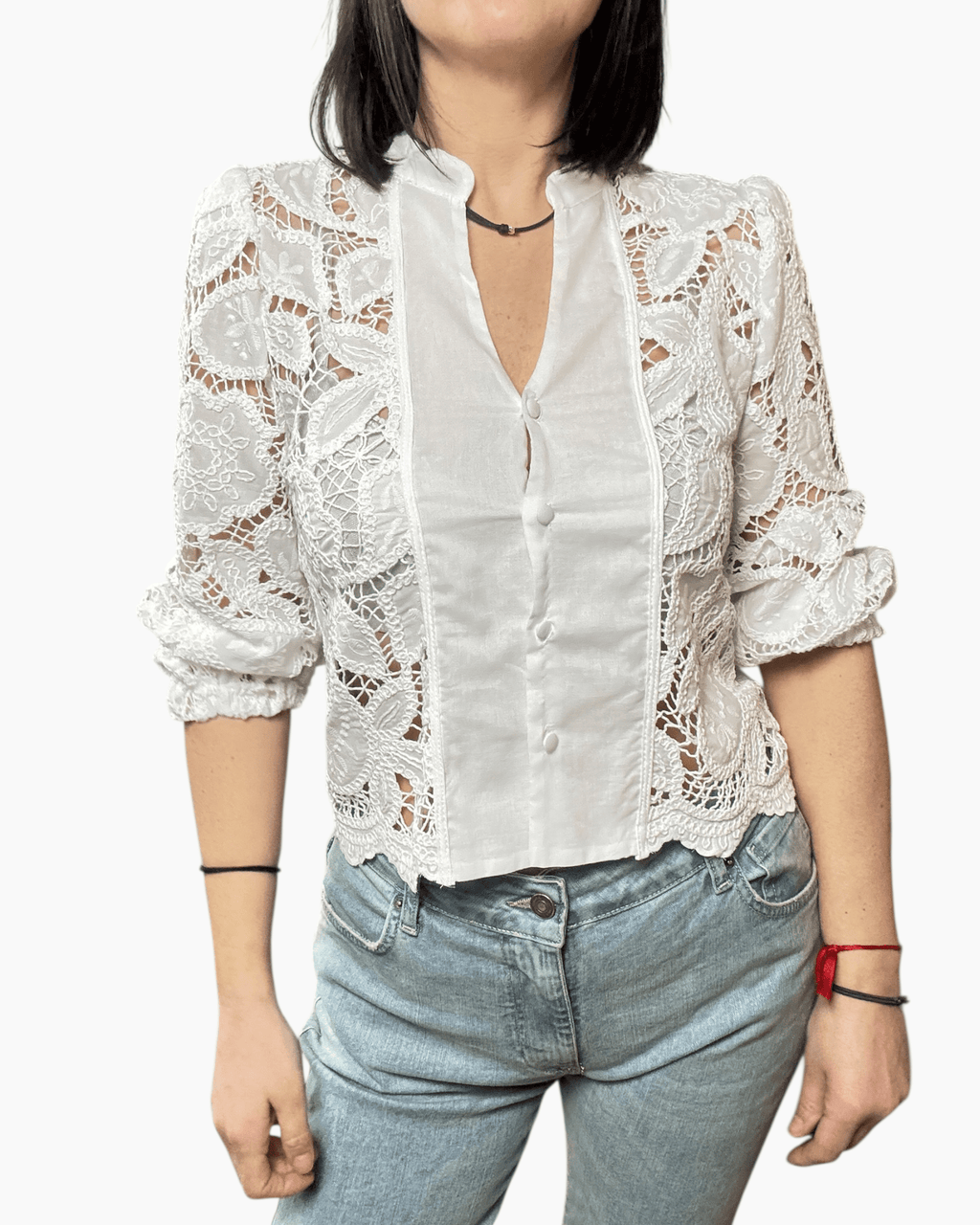 CAMICIA IN PIZZO MACRAME' TENSIONE IN - XE BLU ABBIGLIAMENTO