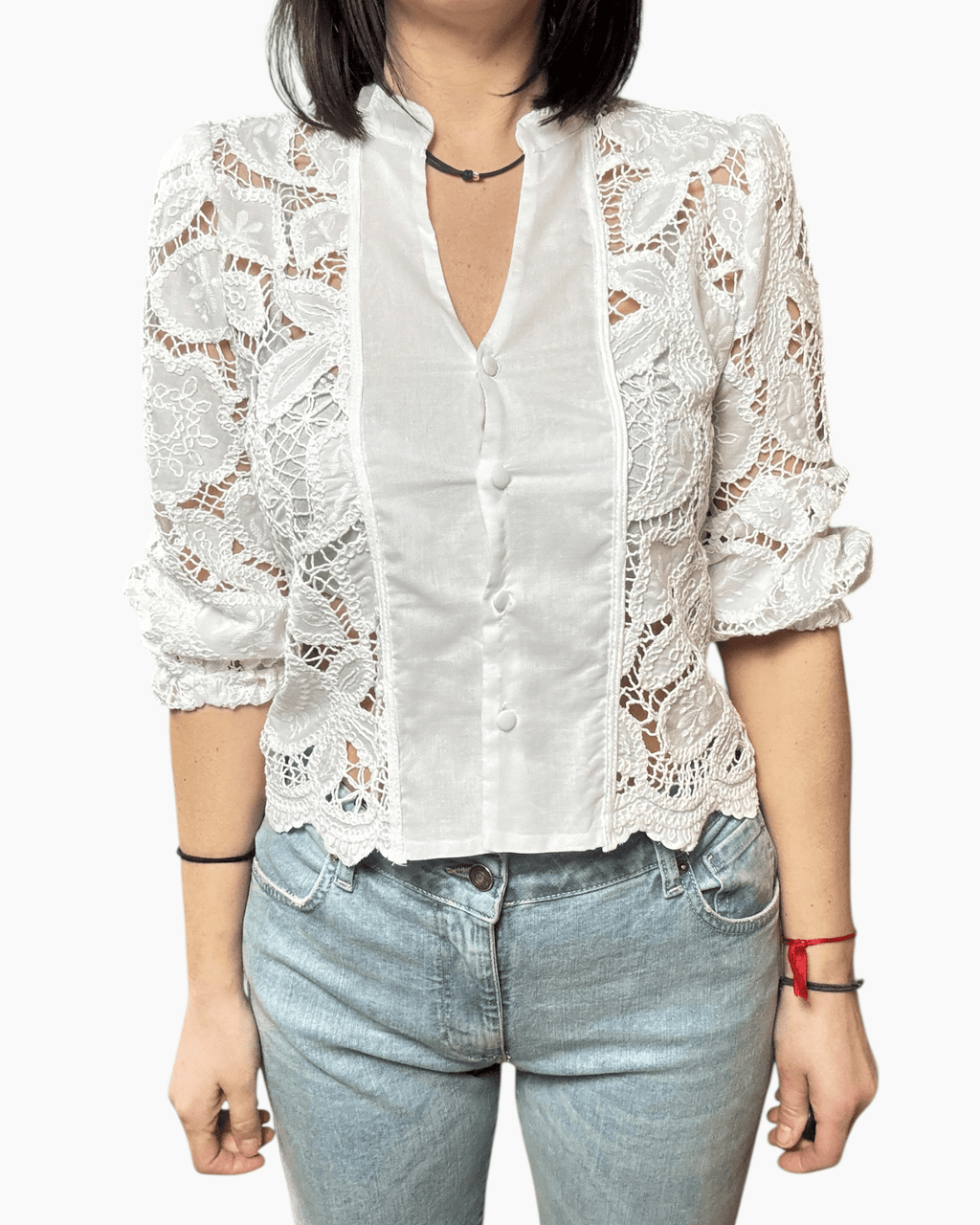 CAMICIA IN PIZZO MACRAME' TENSIONE IN - XE BLU ABBIGLIAMENTO