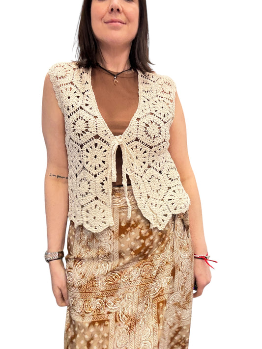GILET IN CROCHET CON LACCIO SUSY MIX