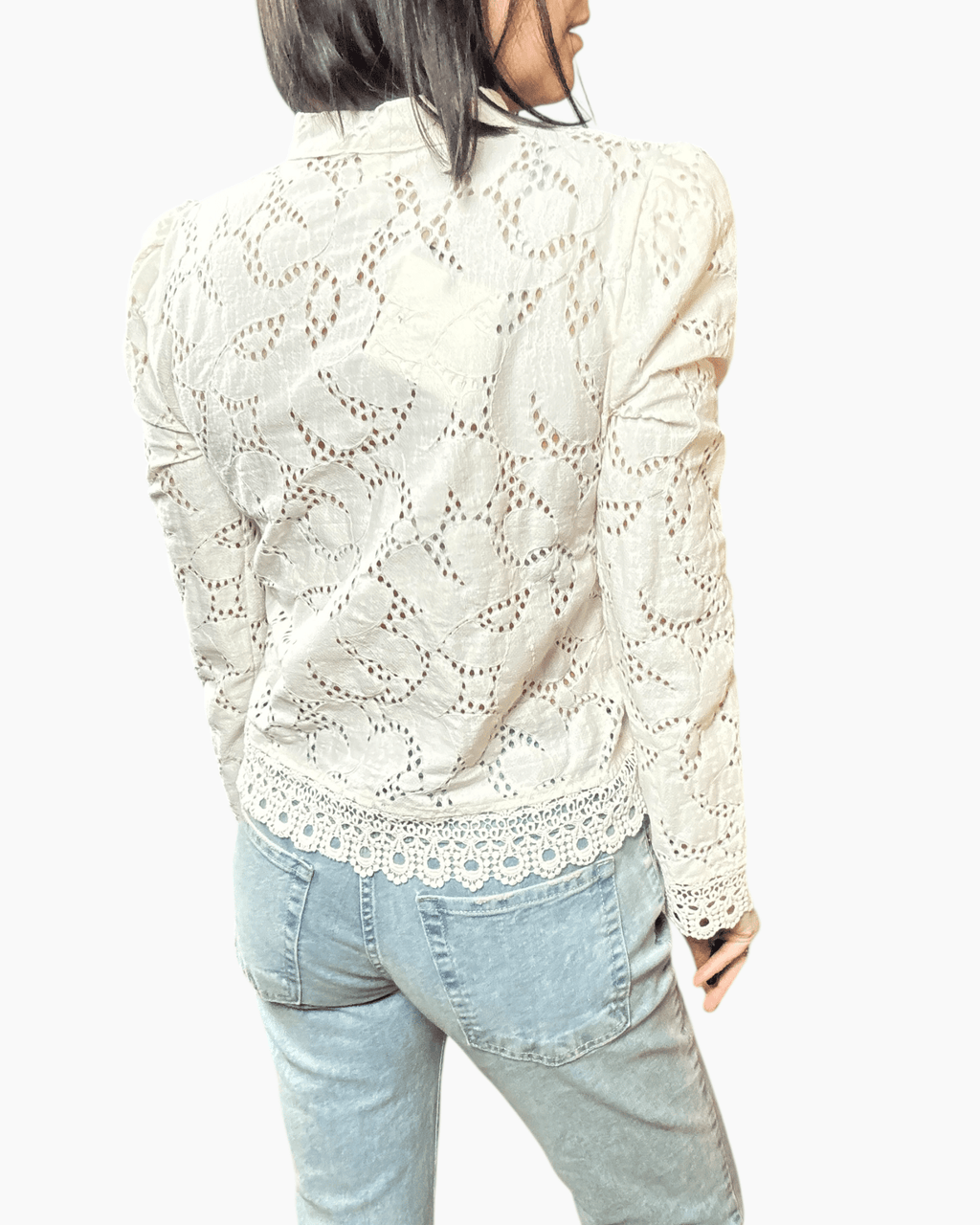 CAMICIA IN PIZZO CON ALAMARI TENSIONE IN - XE BLU ABBIGLIAMENTO