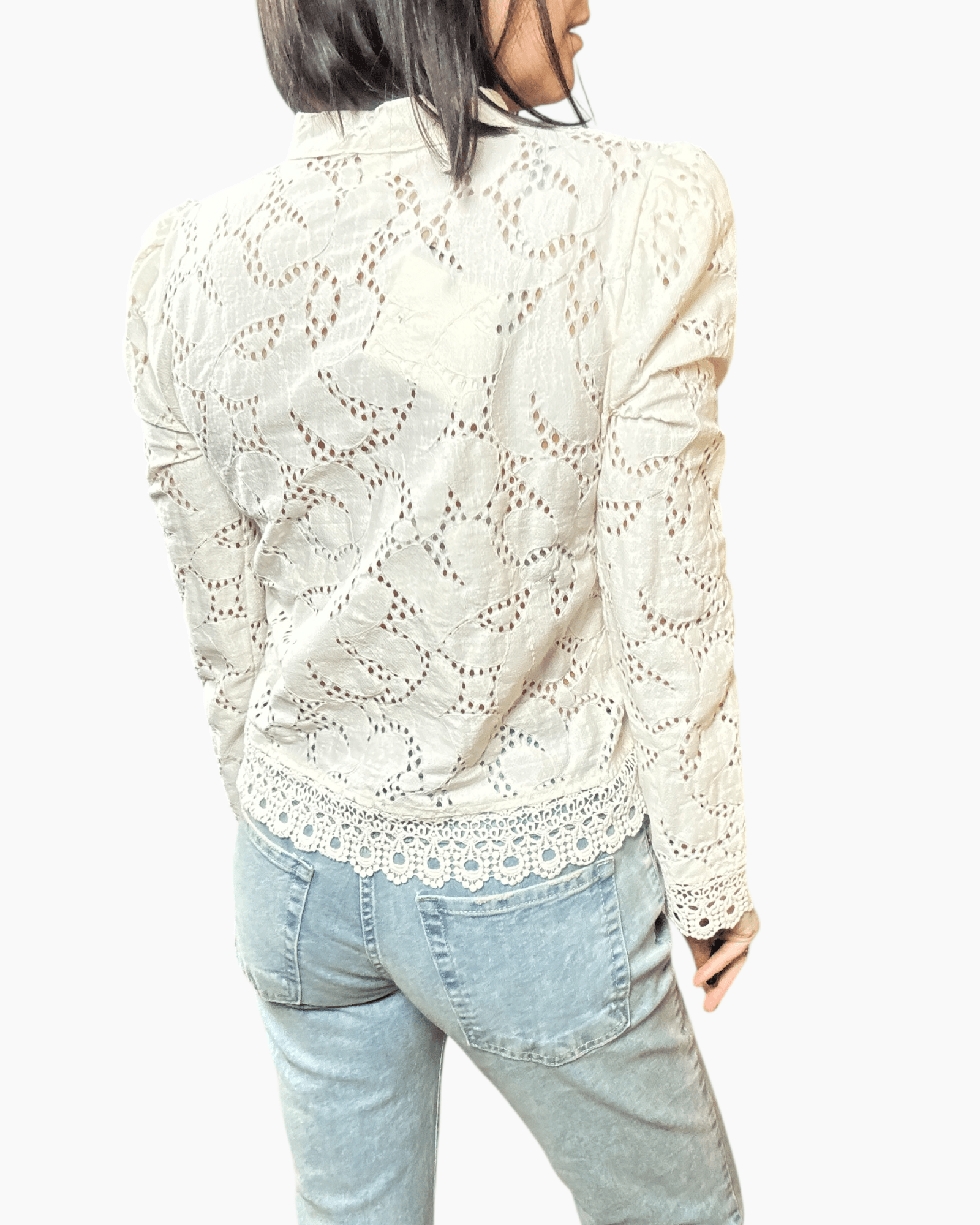 CAMICIA IN PIZZO CON ALAMARI TENSIONE IN - XE BLU ABBIGLIAMENTO