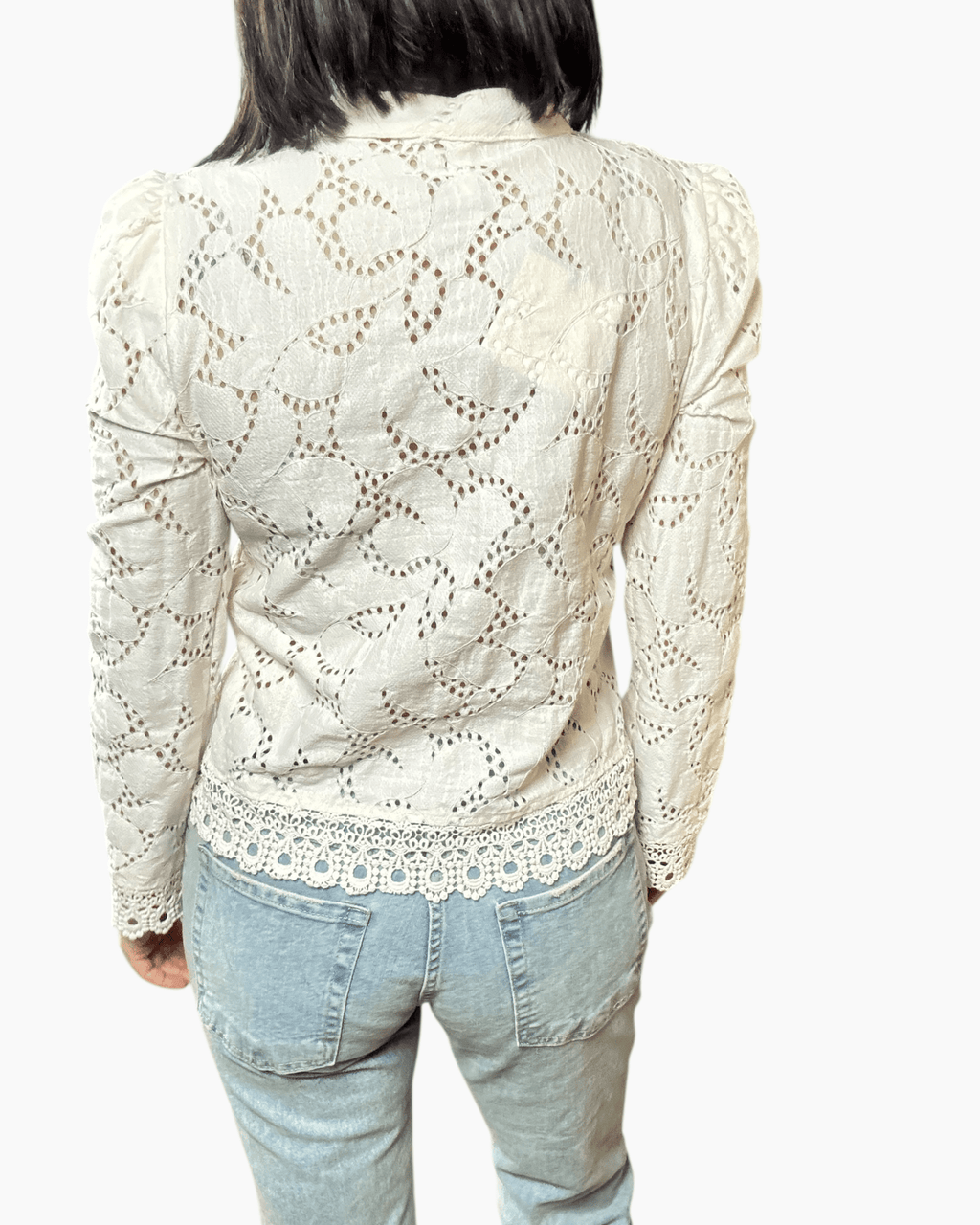 CAMICIA IN PIZZO CON ALAMARI TENSIONE IN - XE BLU ABBIGLIAMENTO