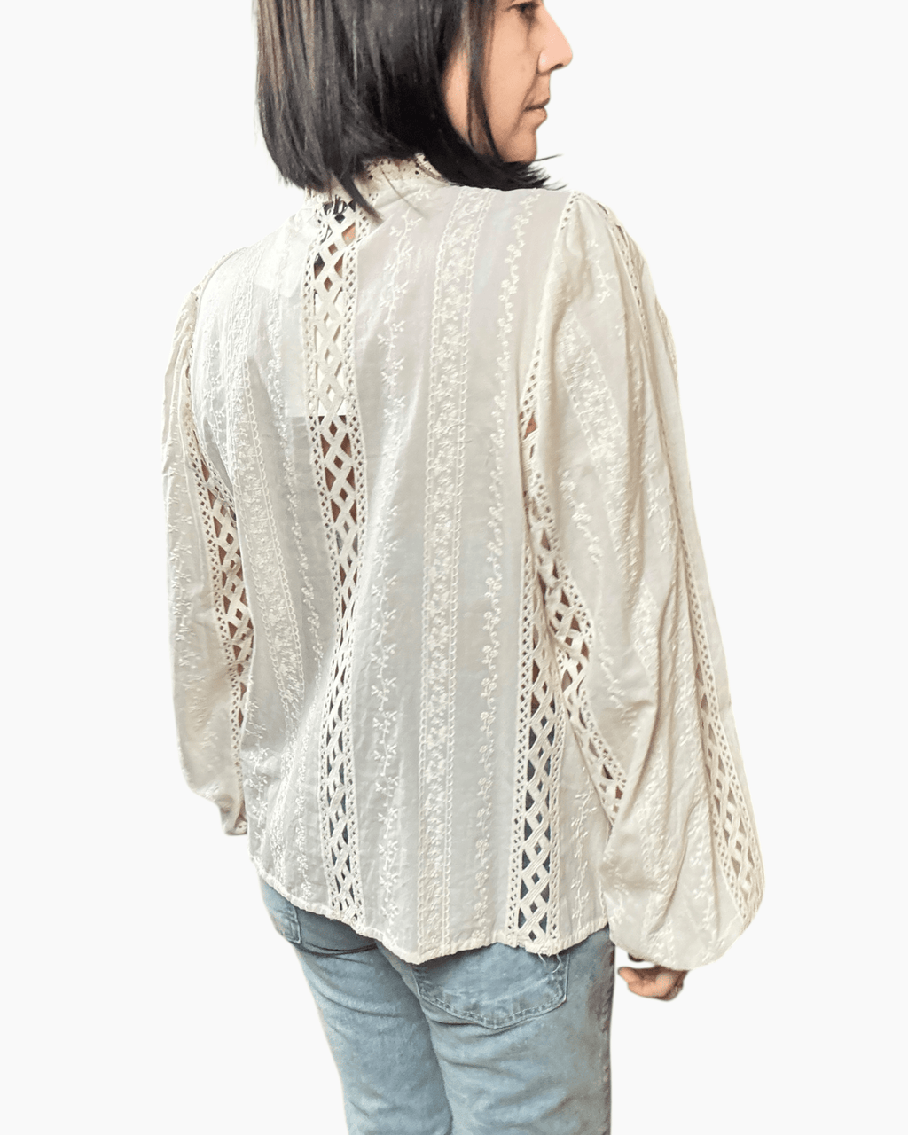 CAMICIA INSERTI IN PIZZO DIXIE - XE BLU ABBIGLIAMENTO