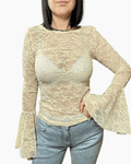 MAGLIETTA IN PIZZO CON MANICA A TULIPANO VICOLO - XE BLU ABBIGLIAMENTO