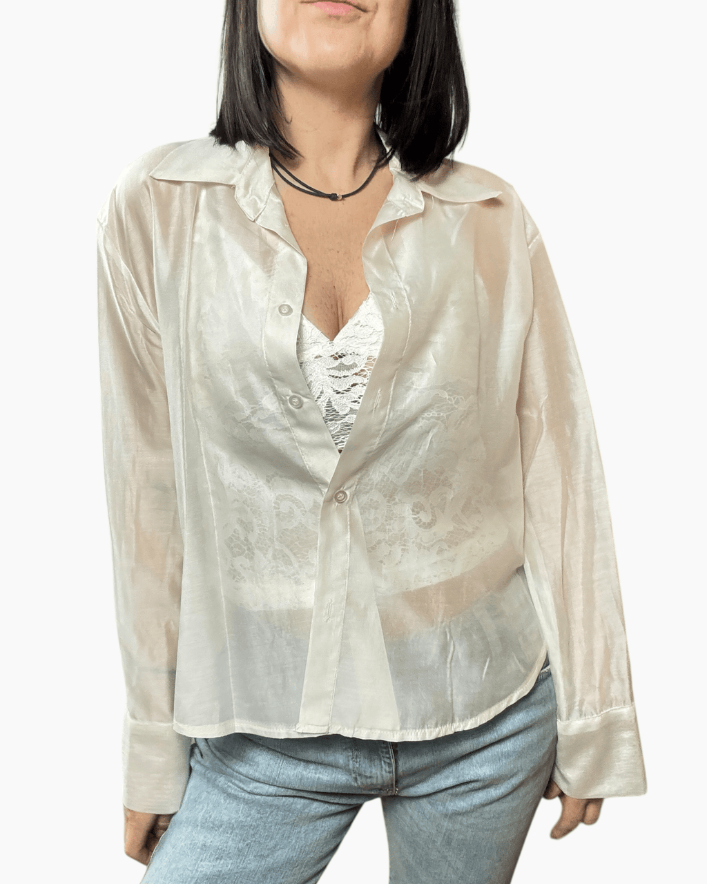 CAMICIA CON TOP IN PIZZO SUSY MIX - XE BLU ABBIGLIAMENTO