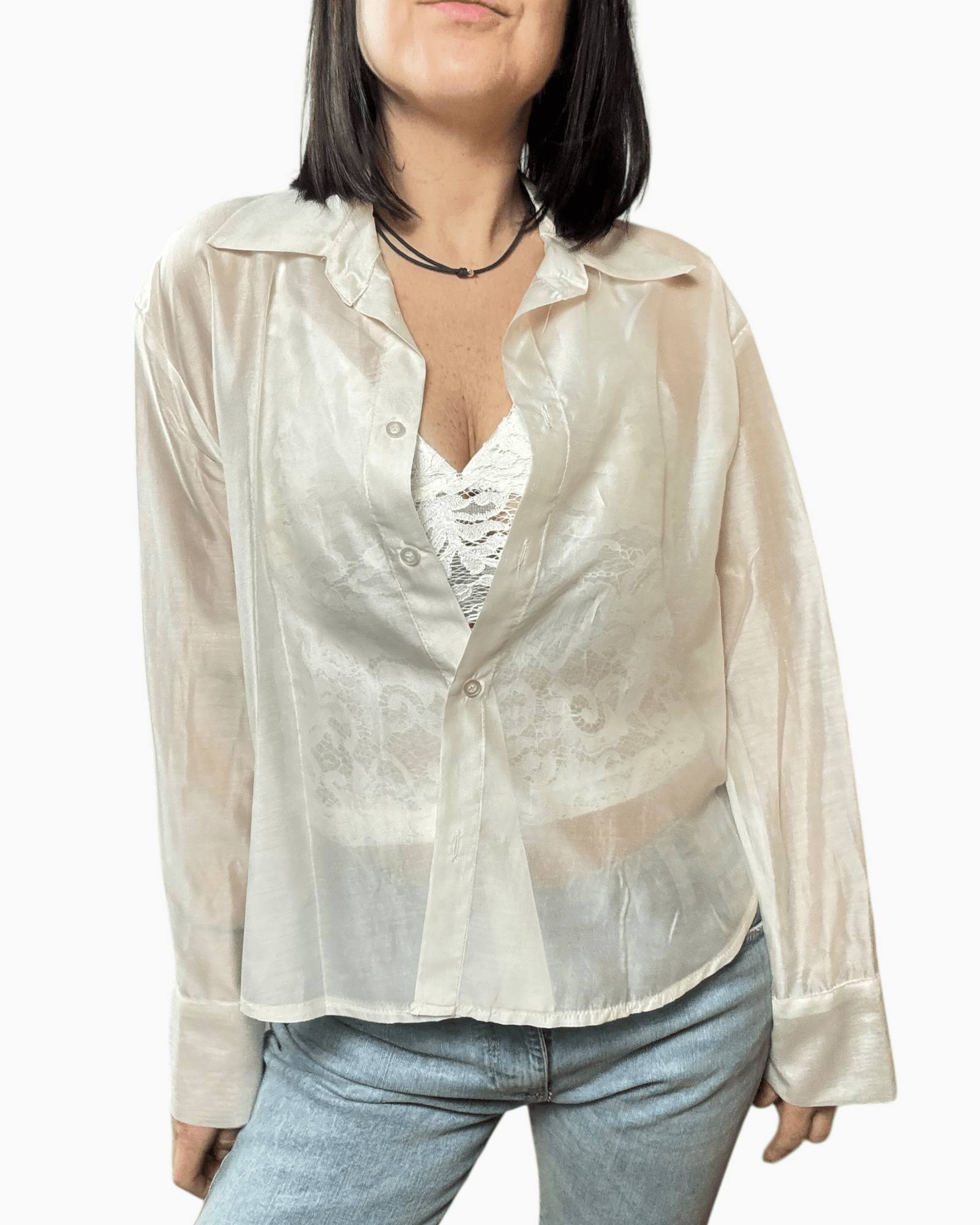 CAMICIA CON TOP IN PIZZO SUSY MIX - XE BLU ABBIGLIAMENTO