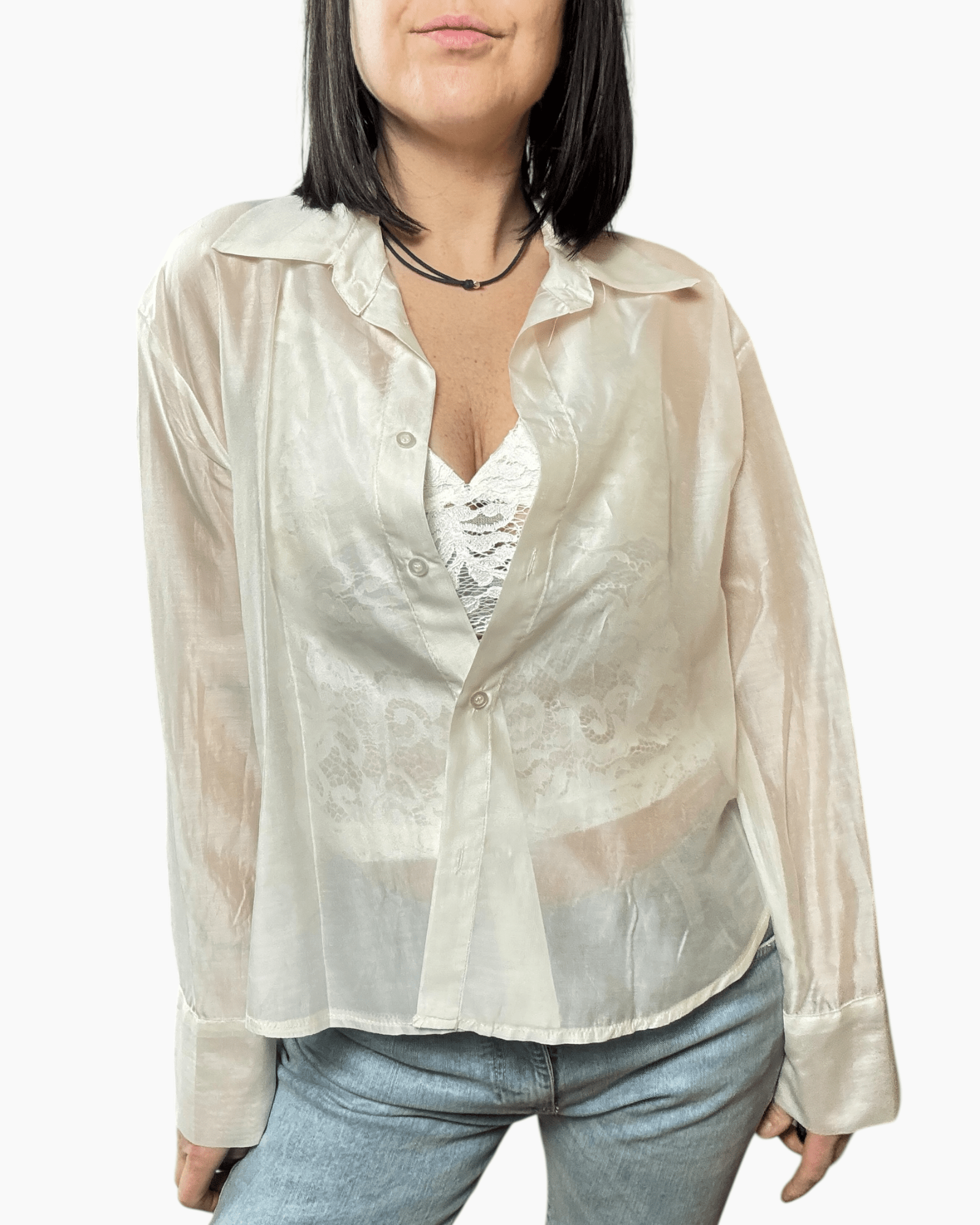 CAMICIA CON TOP IN PIZZO SUSY MIX - XE BLU ABBIGLIAMENTO