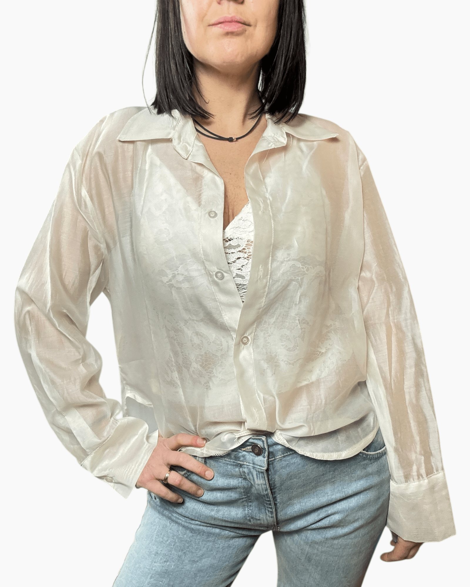 CAMICIA CON TOP IN PIZZO SUSY MIX - XE BLU ABBIGLIAMENTO