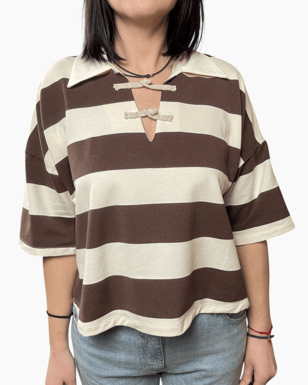 MAGLIETTA A RIGHE CON ALAMARI VICOLO - XE BLU ABBIGLIAMENTO