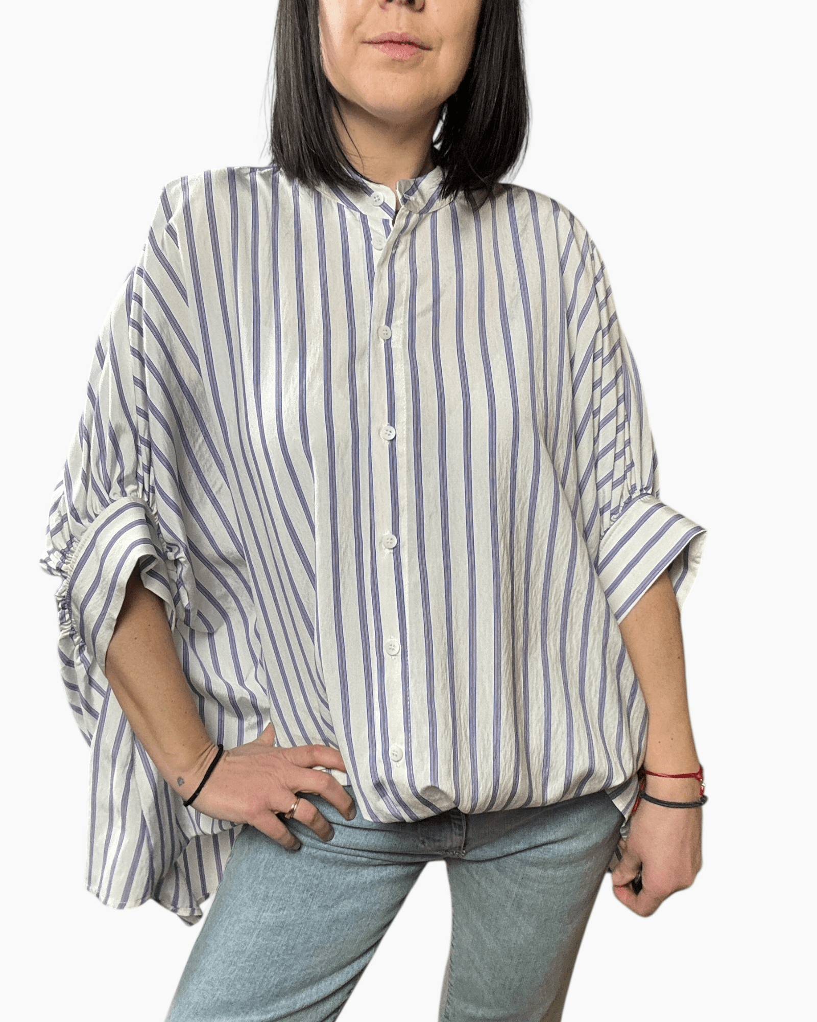 CAMICIA RIGATA CON MANICA A KIMONO DIXIE - XE BLU ABBIGLIAMENTO