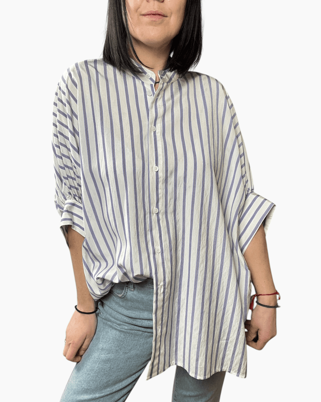 CAMICIA RIGATA CON MANICA A KIMONO DIXIE - XE BLU ABBIGLIAMENTO