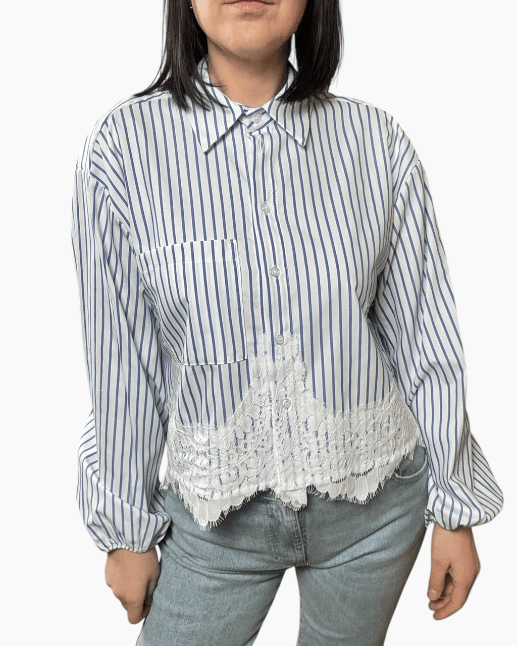 CAMICIA A RIGHE CON PASSAMANERIA DIXIE - XE BLU ABBIGLIAMENTO