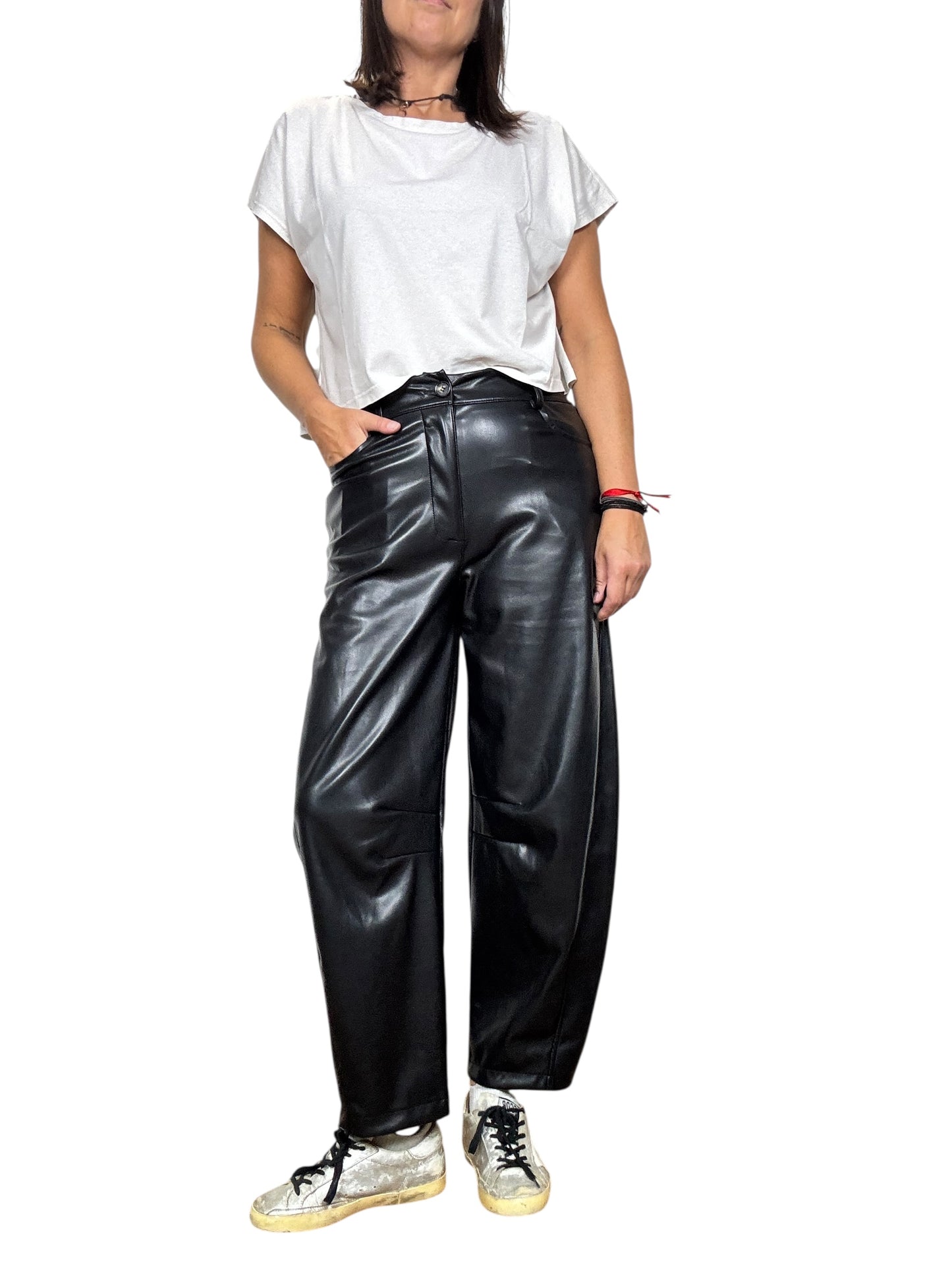 PANTALONE A UOVO IN ECOPELLE HAVEONE