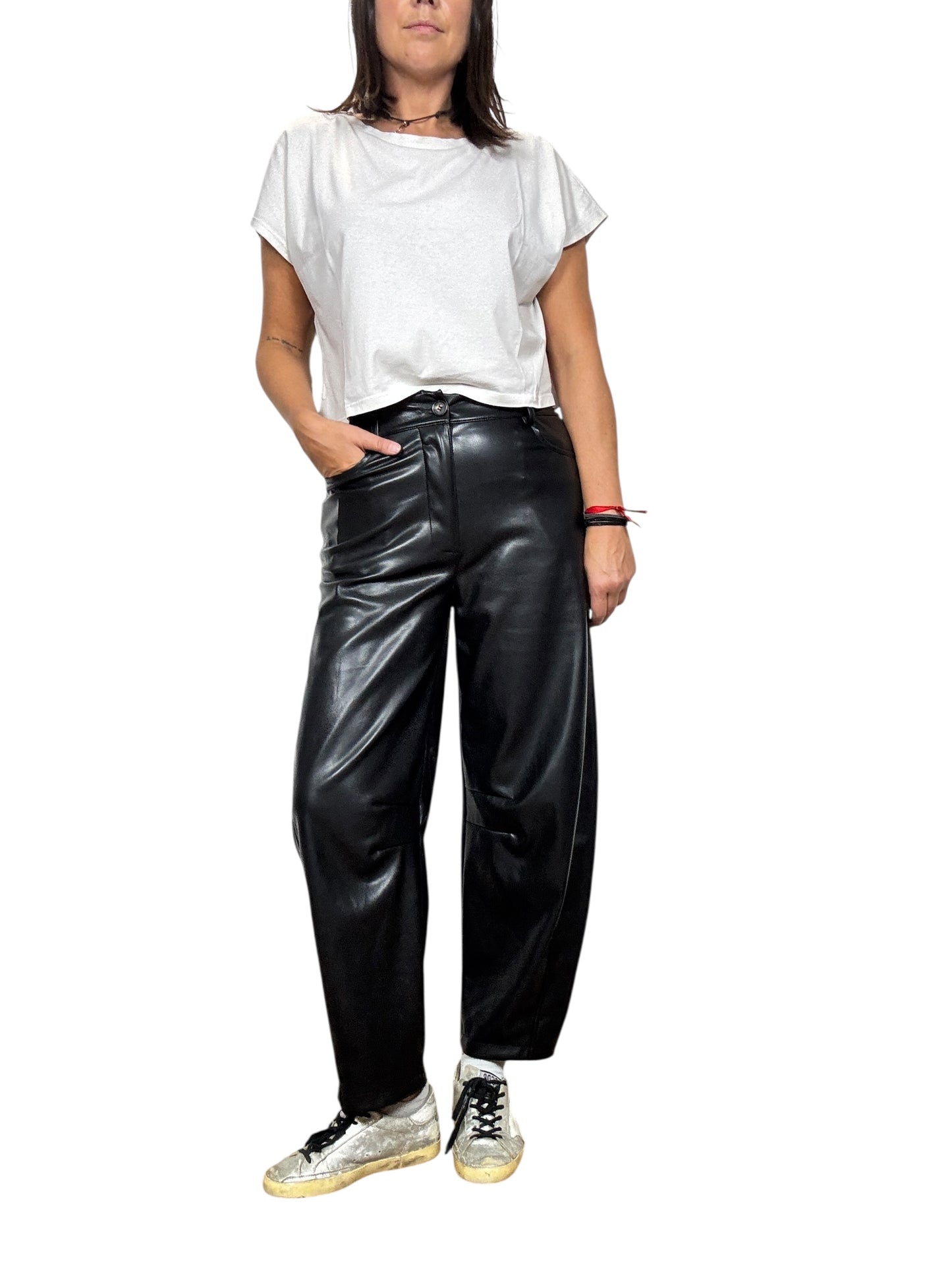 PANTALONE A UOVO IN ECOPELLE HAVEONE