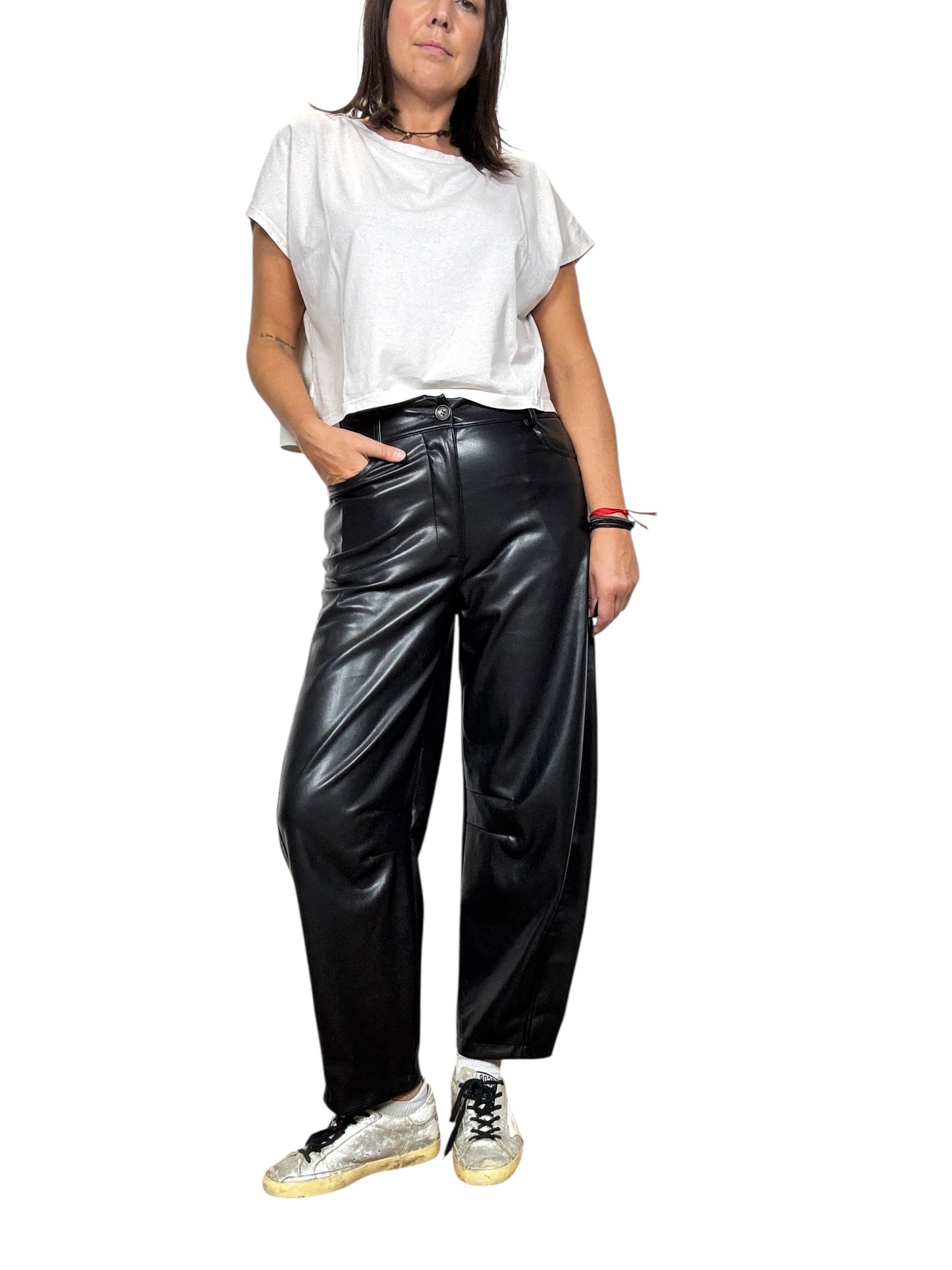 PANTALONE A UOVO IN ECOPELLE HAVEONE