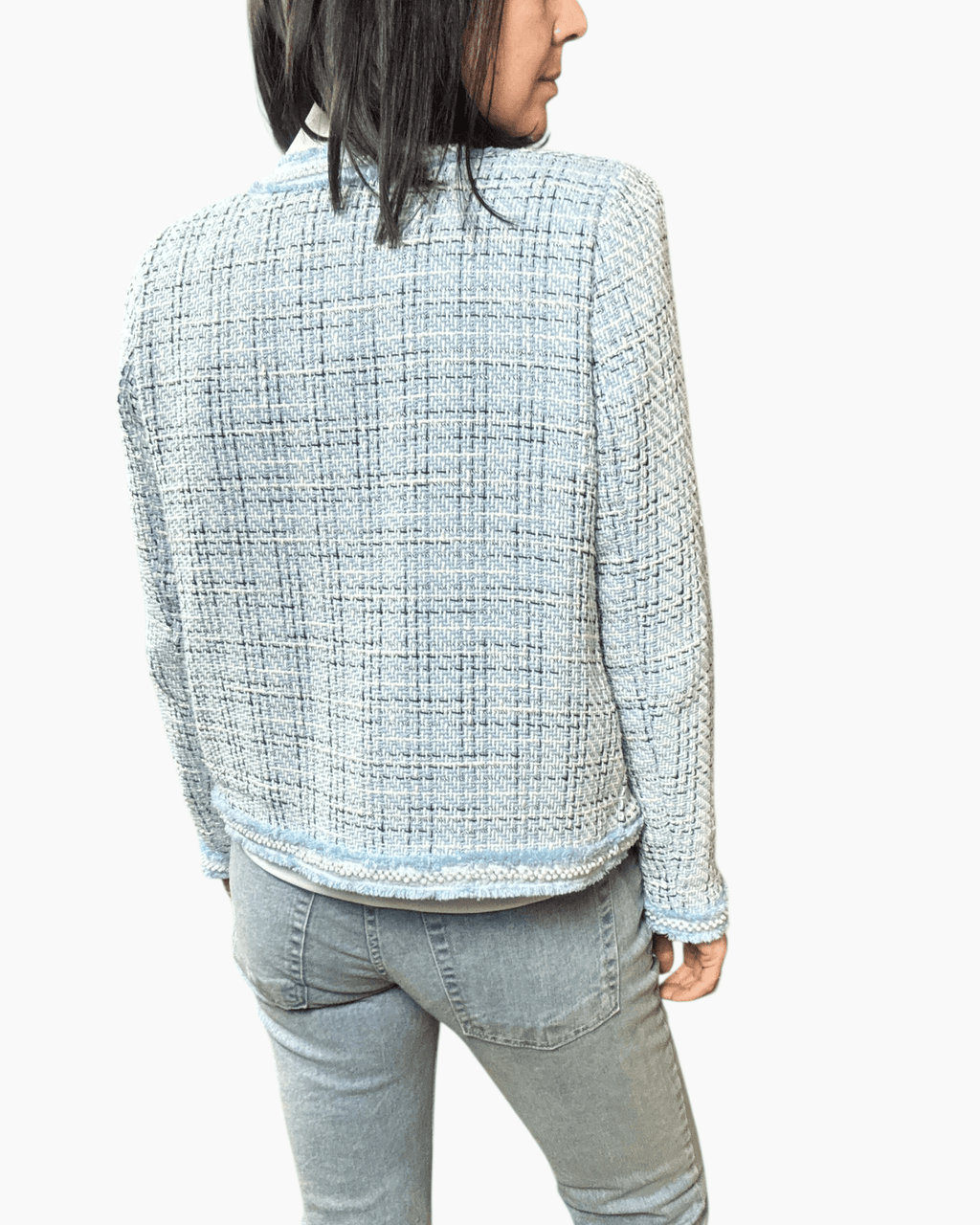 GIACCA CHANEL IN TWEED LISCIA VICOLO - XE BLU ABBIGLIAMENTO