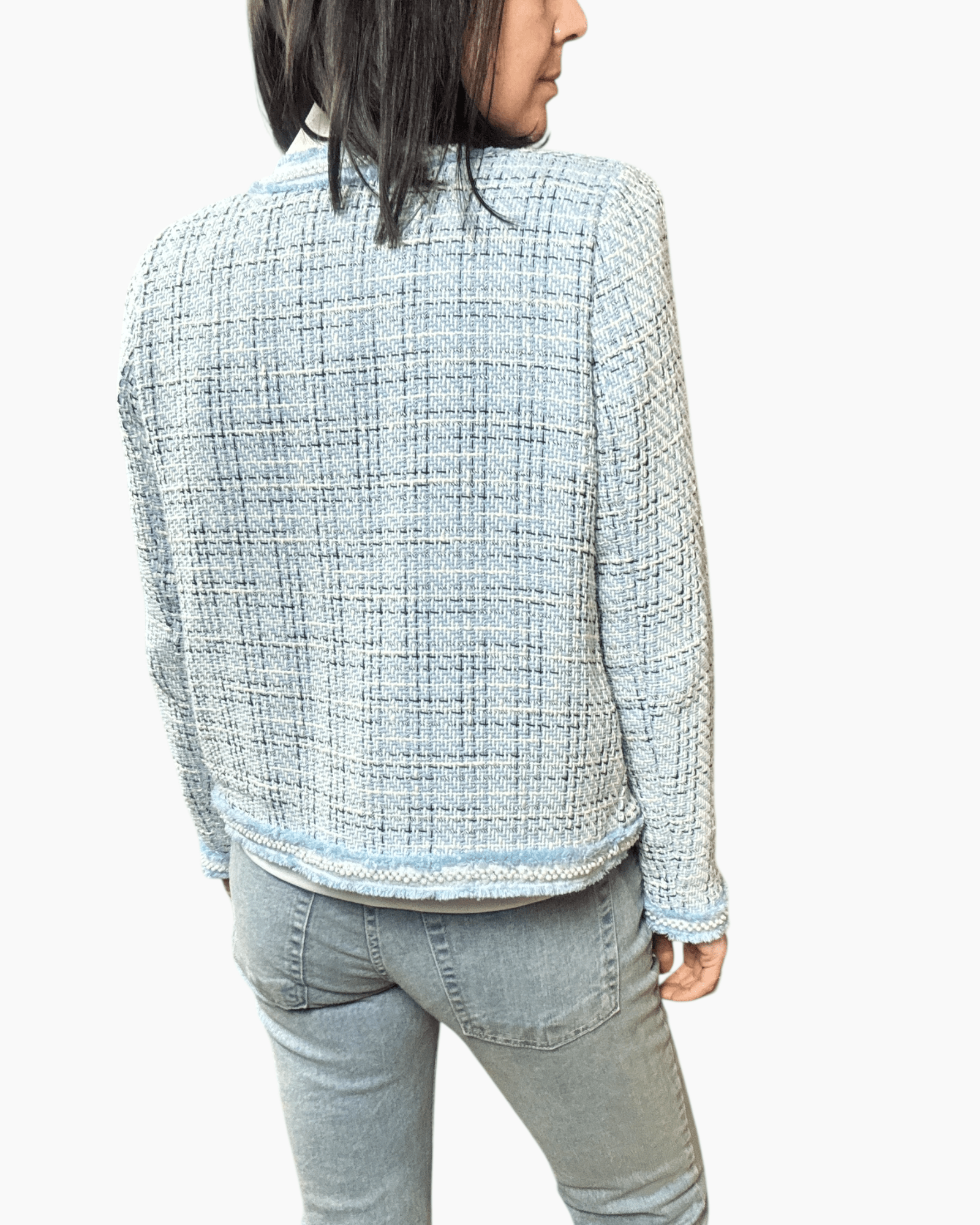 GIACCA CHANEL IN TWEED LISCIA VICOLO - XE BLU ABBIGLIAMENTO