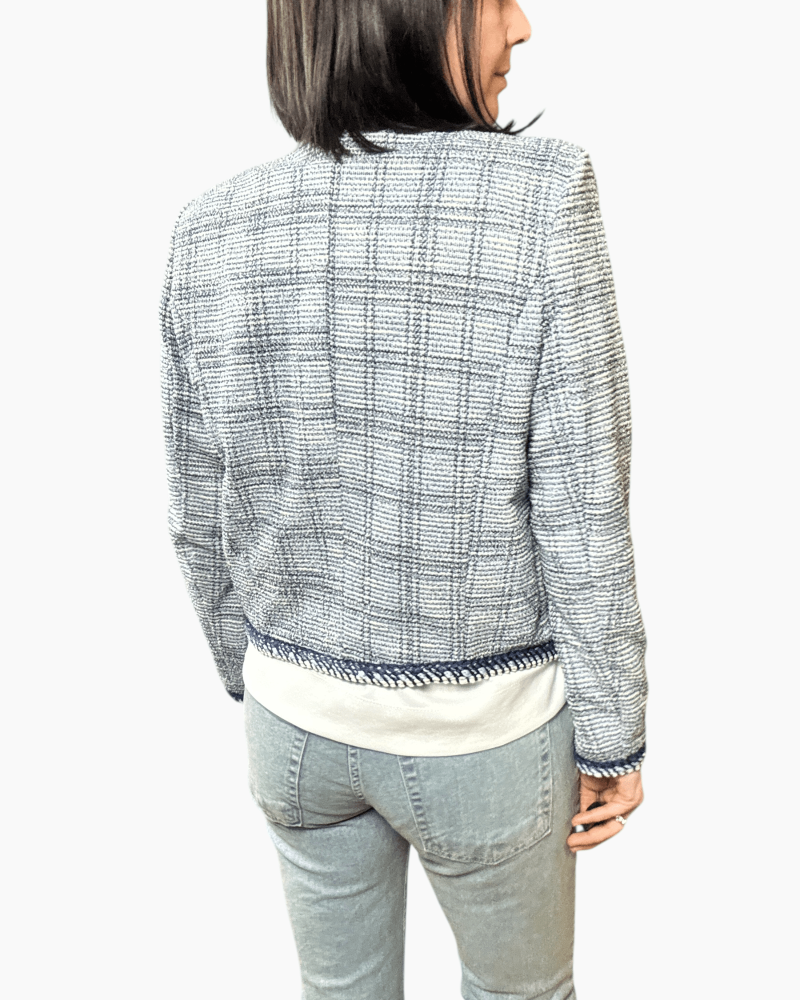 GIACCA CHANEL IN TWEED VICOLO - XE BLU ABBIGLIAMENTO